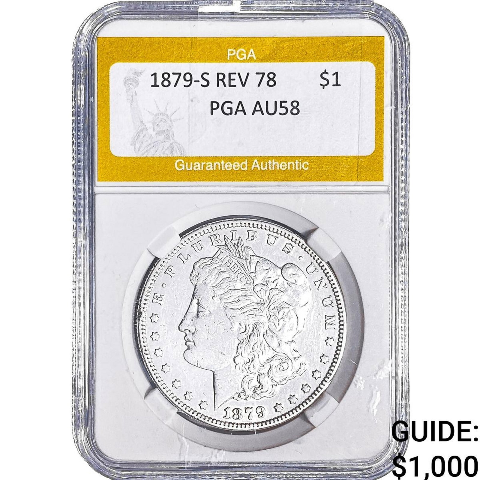 1879-S REV 78 Morgan Silver Dollar PGA AU58 (1 of 2)