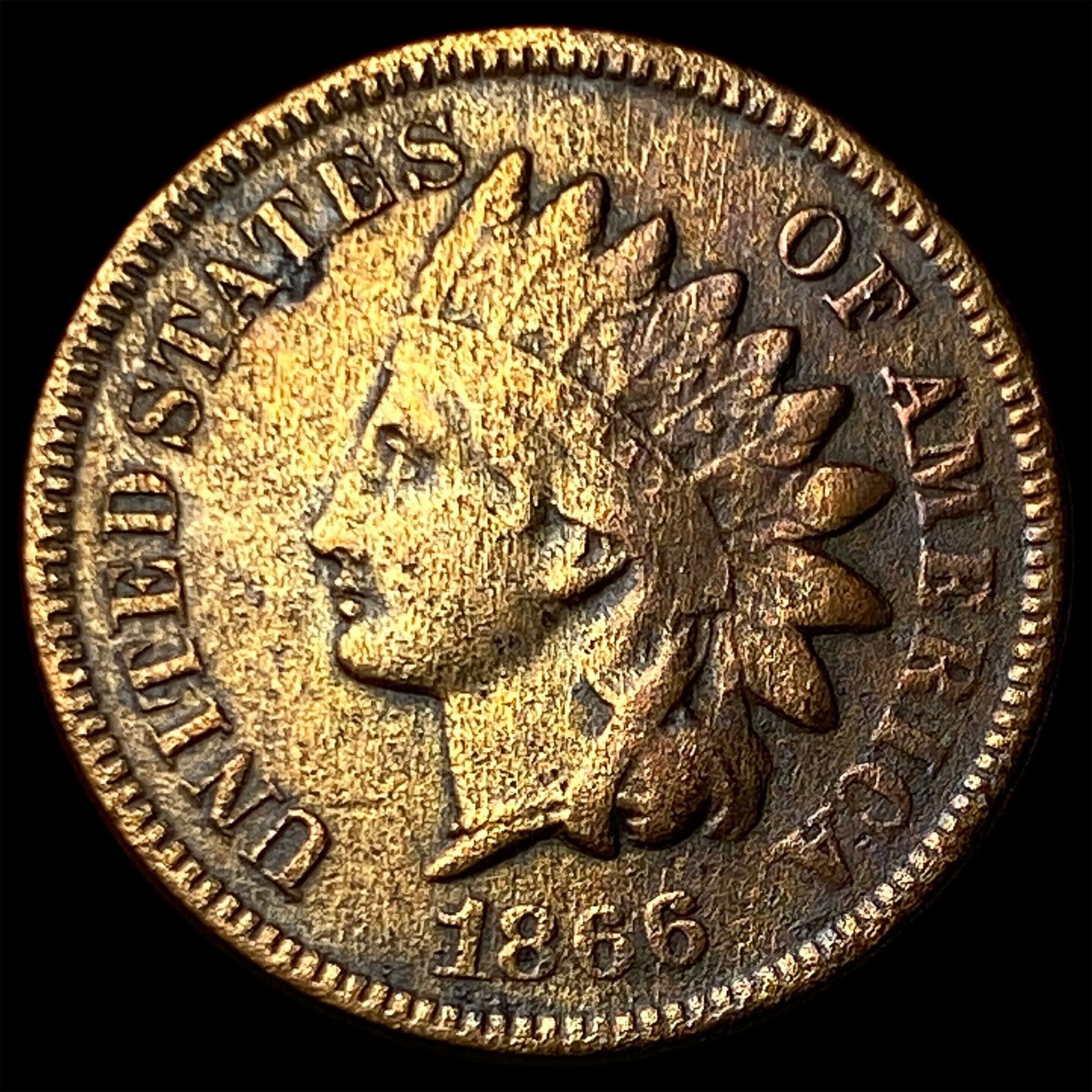 1866 Indian Head Cent ABOUT UNCIRCULATED: 1866 Indian Head Cent ABOUT UNCIRCULATED