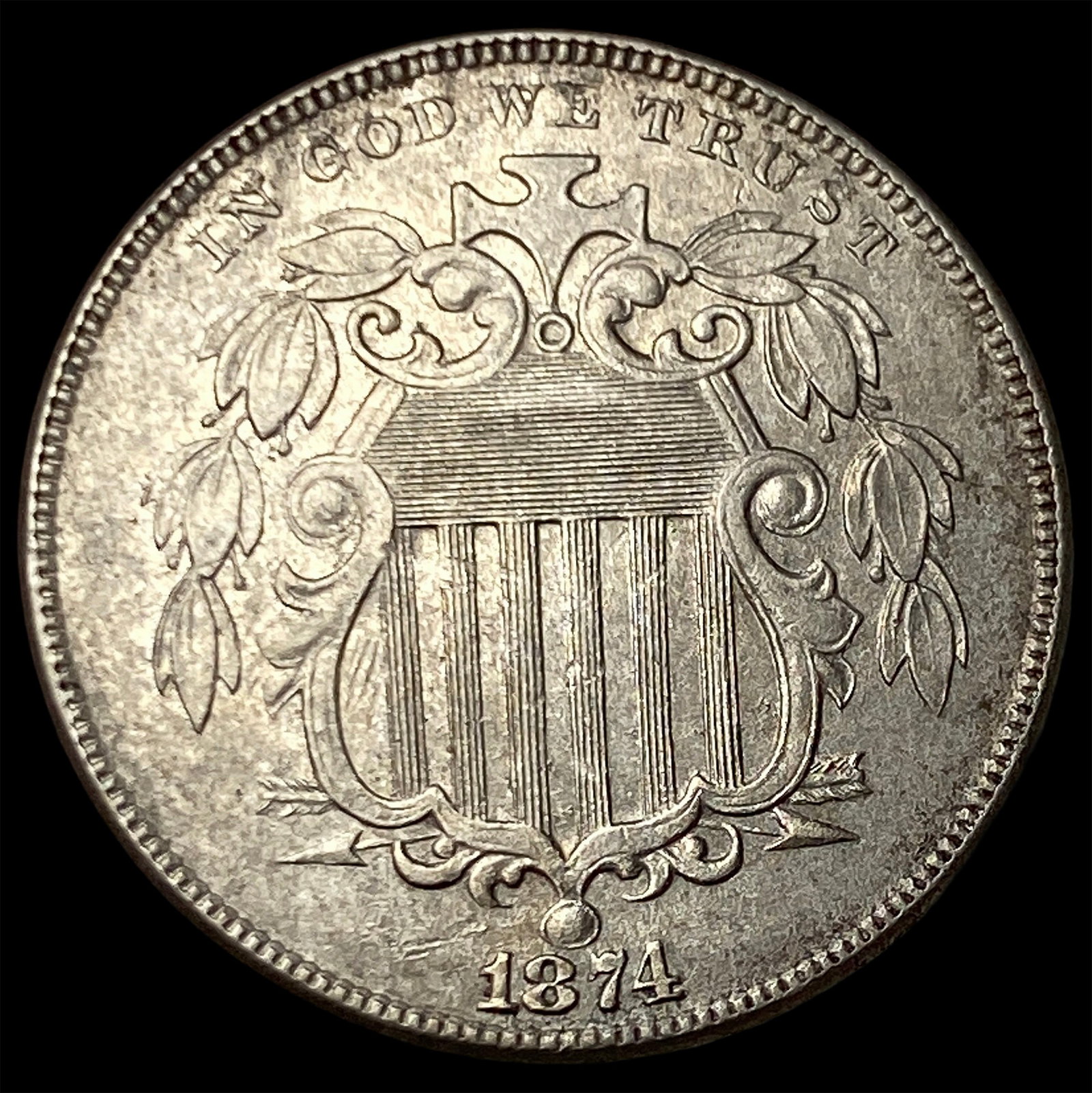 1874 Shield Nickel CHOICE AU (1 of 2)