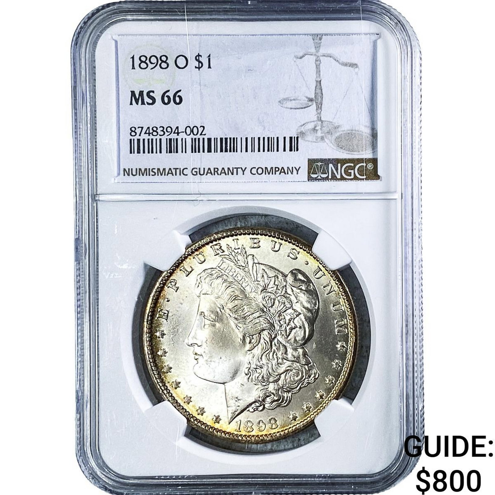 1898-O Morgan Silver Dollar NGC MS66: 1898-O Morgan Silver Dollar NGC MS66
