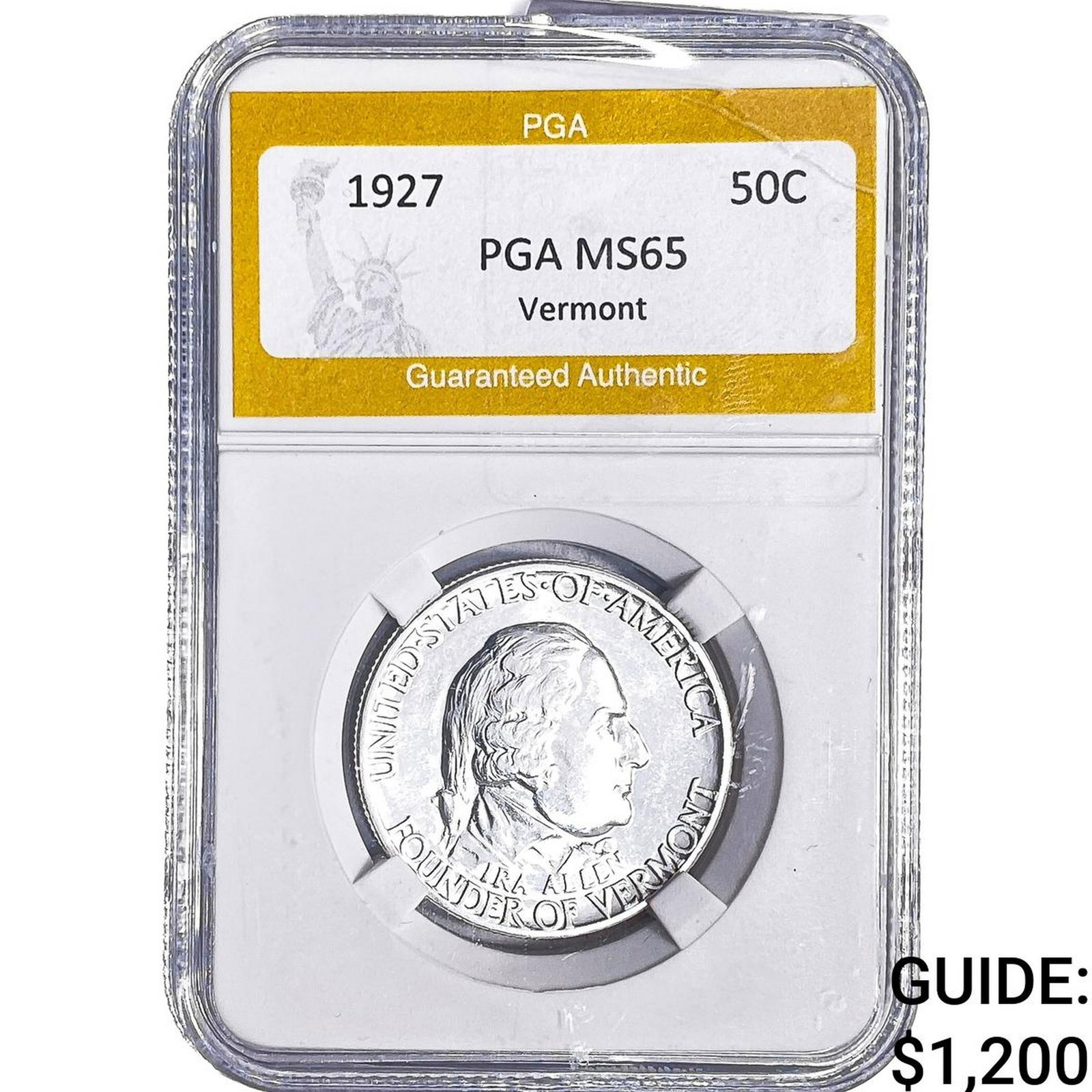 1927 Vermont Half Dollar PGA MS65: 1927 Vermont Half Dollar PGA MS65