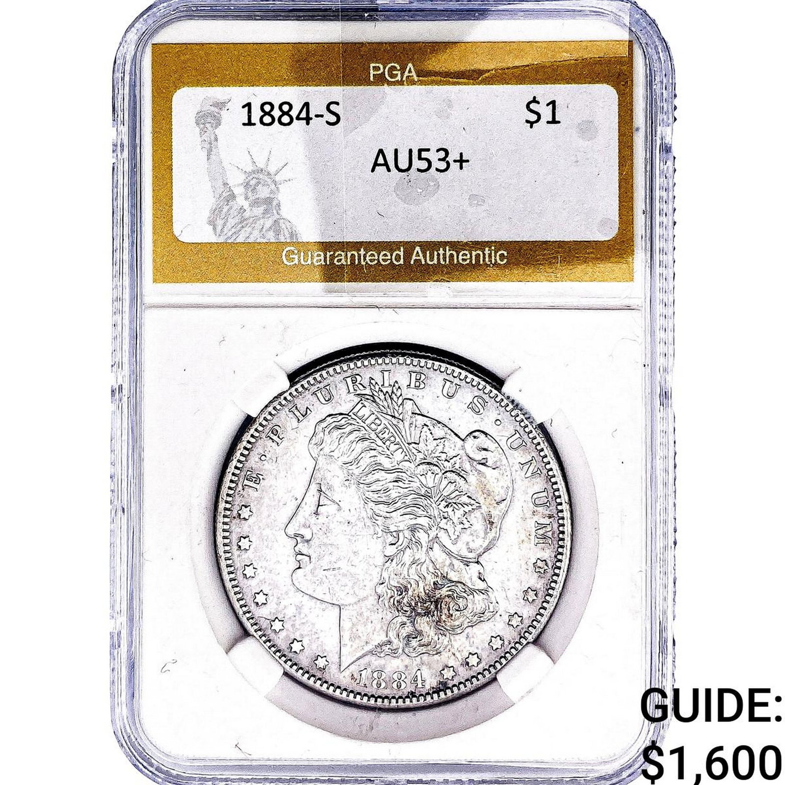 1884-S Morgan Silver Dollar PGA AU53+: 1884-S Morgan Silver Dollar PGA AU53+