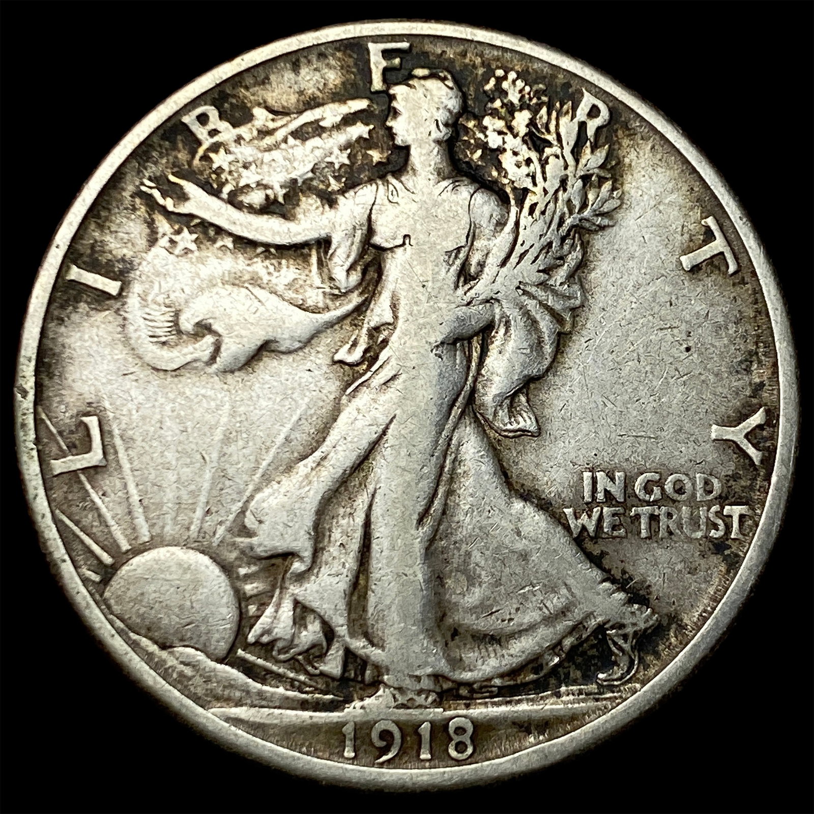 1918-S Silver Walking Liberty Half Dollar LIGHTLY CIRCULATED: 1918-S Silver Walking Liberty Half Dollar LIGHTLY CIRCULATED