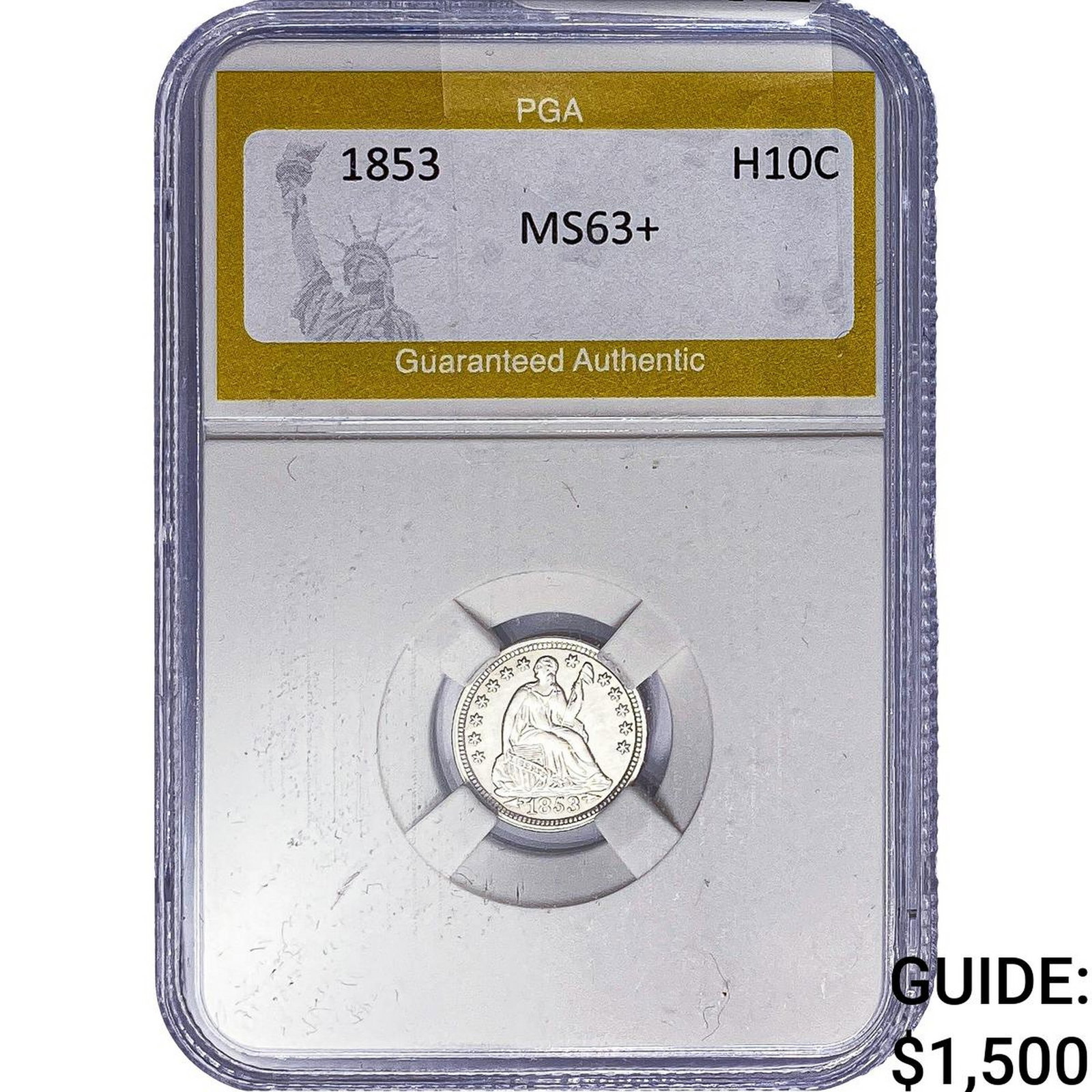 1853 Seated Liberty Half Dime PGA MS63+: 1853 Seated Liberty Half Dime PGA MS63+