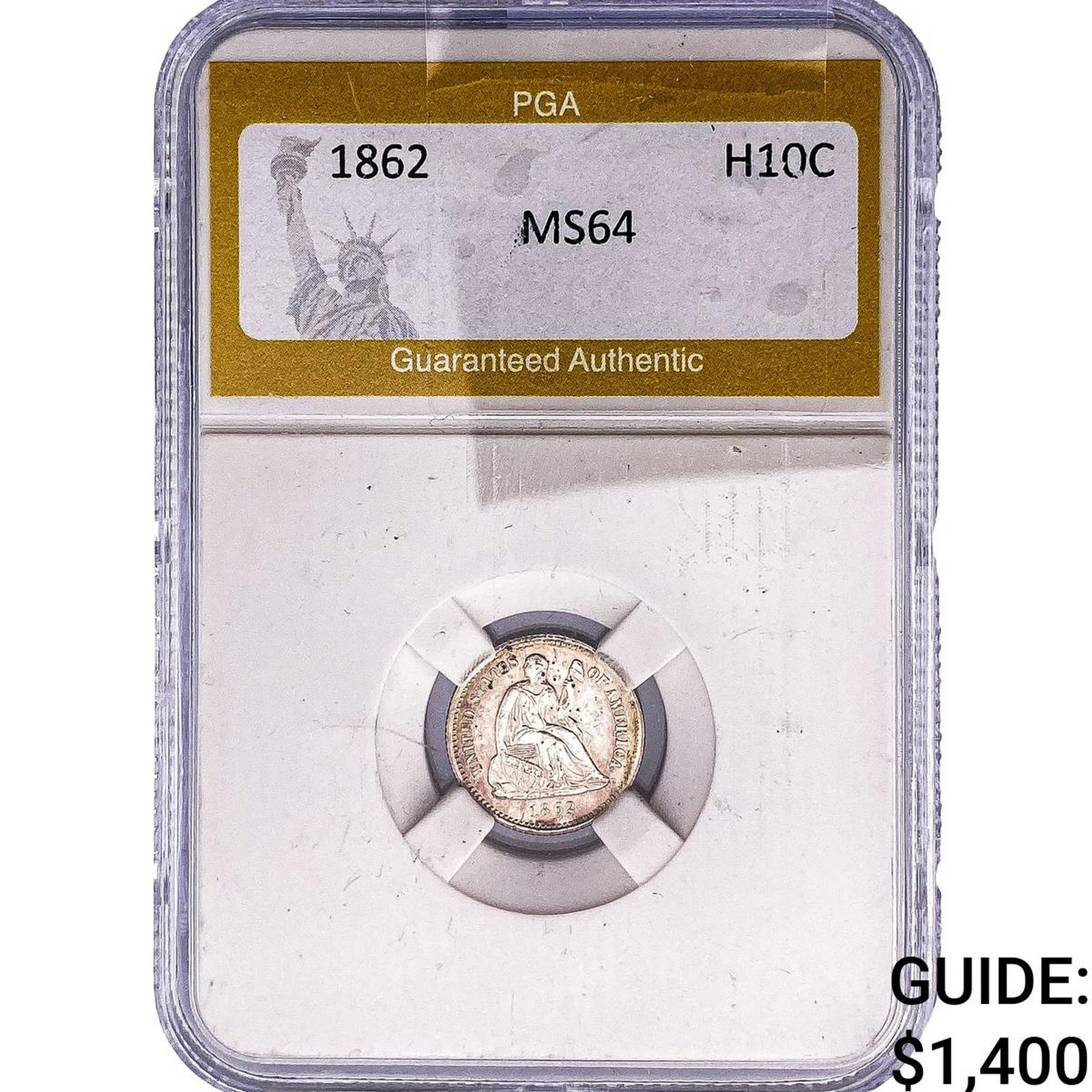 1862 Seated Liberty Half Dime PGA MS64: 1862 Seated Liberty Half Dime PGA MS64