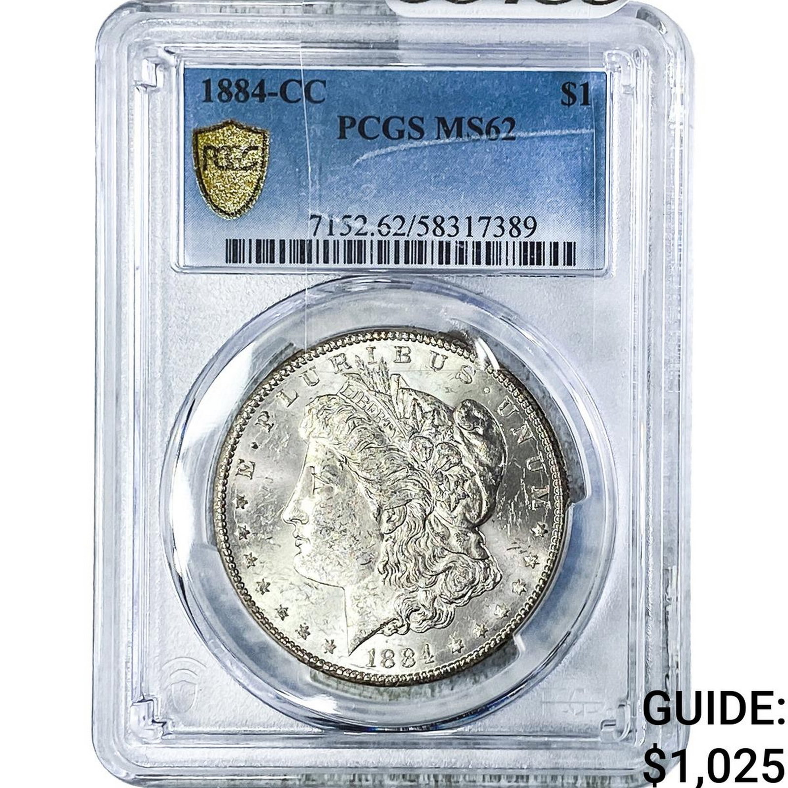 1884-CC Morgan Silver Dollar PCGS MS62: 1884-CC Morgan Silver Dollar PCGS MS62
