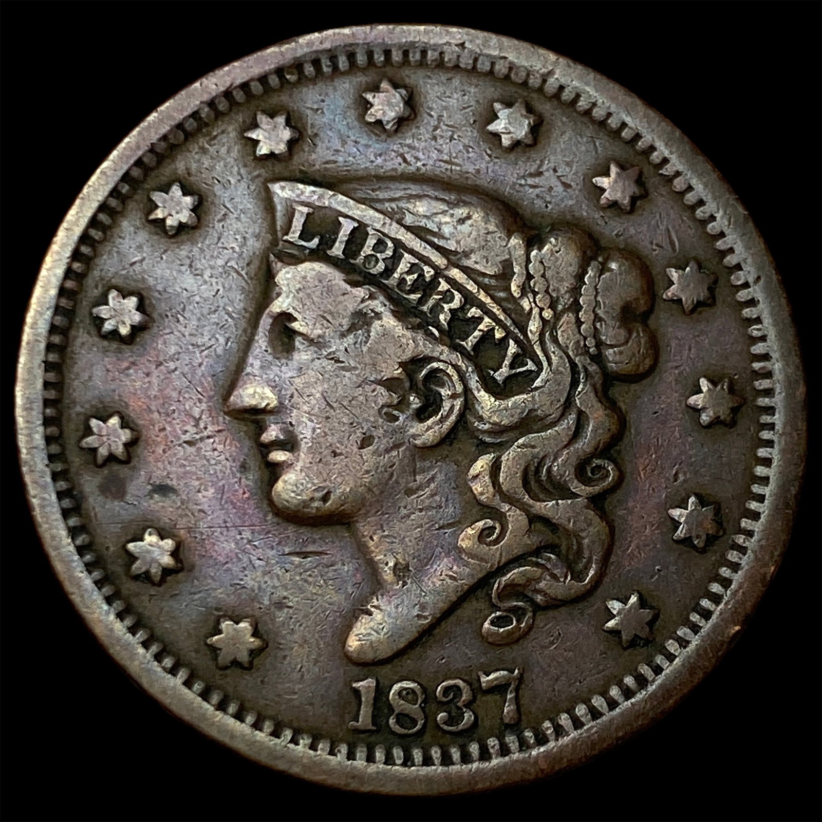 1837 Coronet Head Large Cent LIGHTLY CIRCULATED: 1837 Coronet Head Large Cent LIGHTLY CIRCULATED