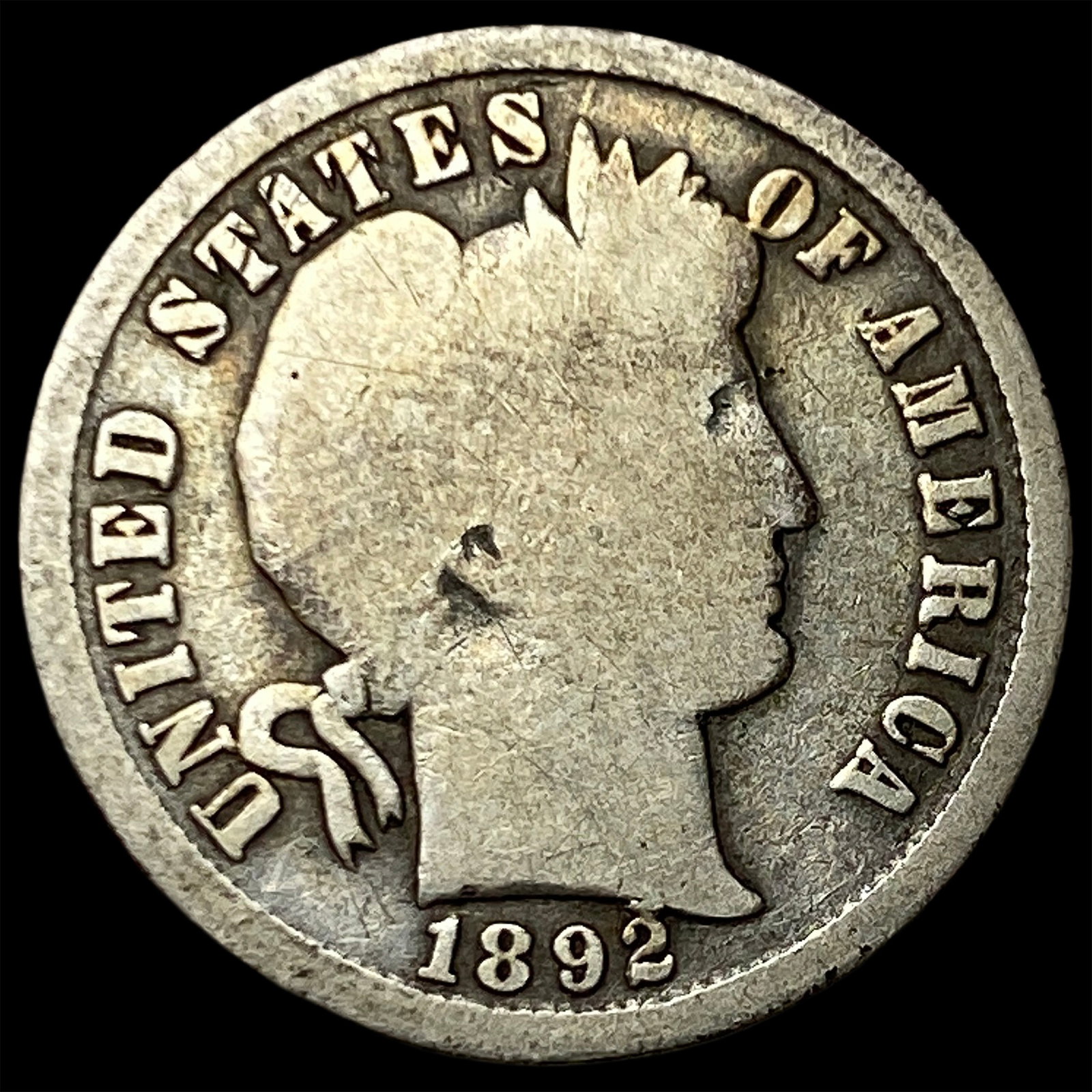 1892-S Silver Barber Dime NICELY CIRCULATED: 1892-S Silver Barber Dime NICELY CIRCULATED