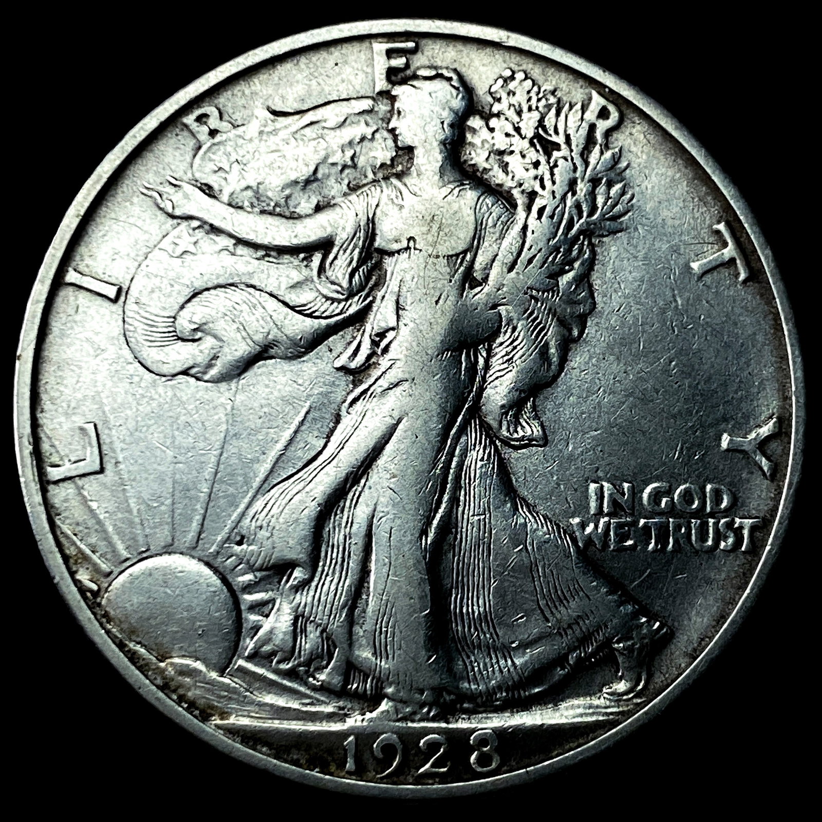 1928-S Silver Walking Liberty Half Dollar NEARLY UNCIRCULATED: 1928-S Silver Walking Liberty Half Dollar NEARLY UNCIRCULATED