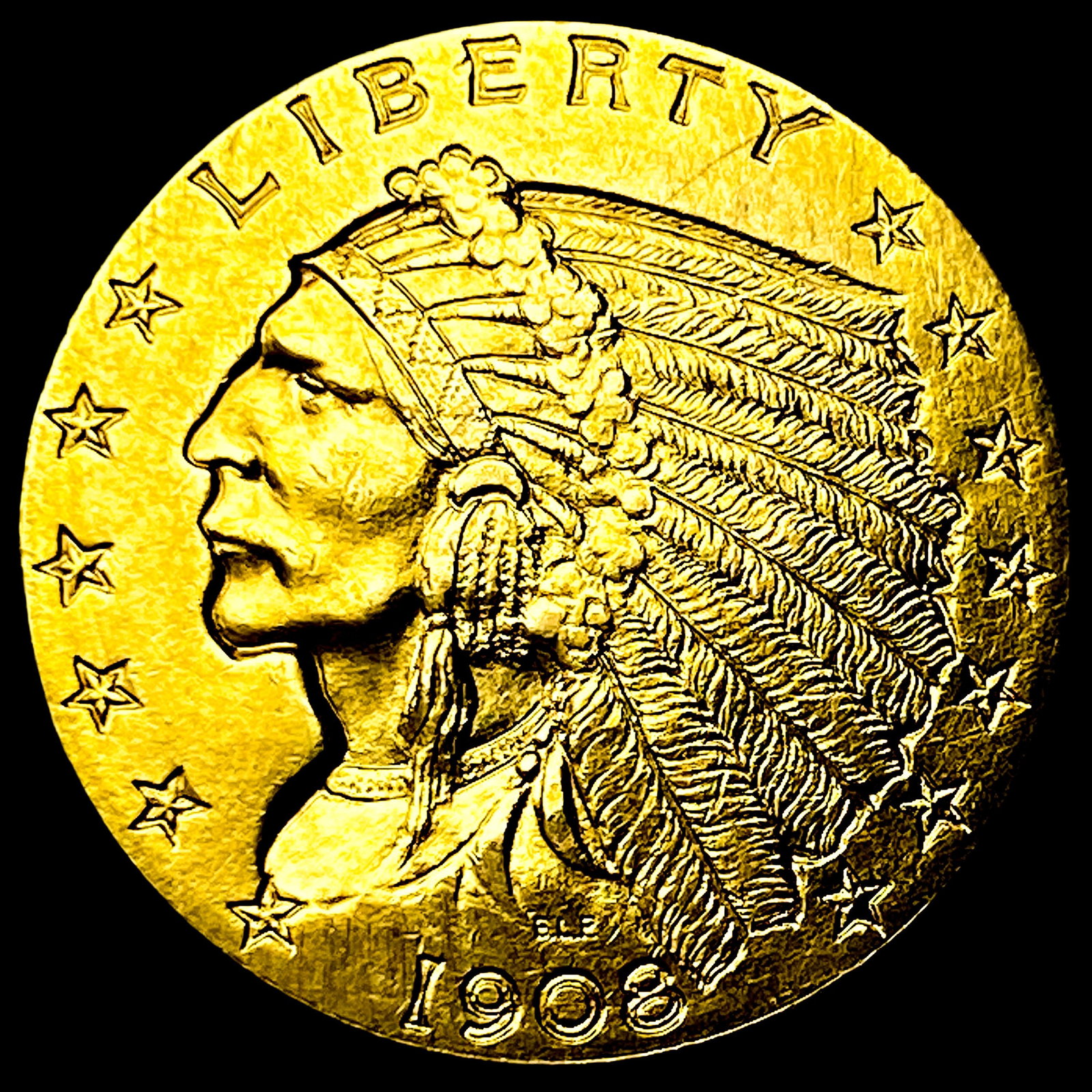 1908 Indian Head $2.5 Gold Quarter Eagle UNCIRCULATED (1 of 2)
