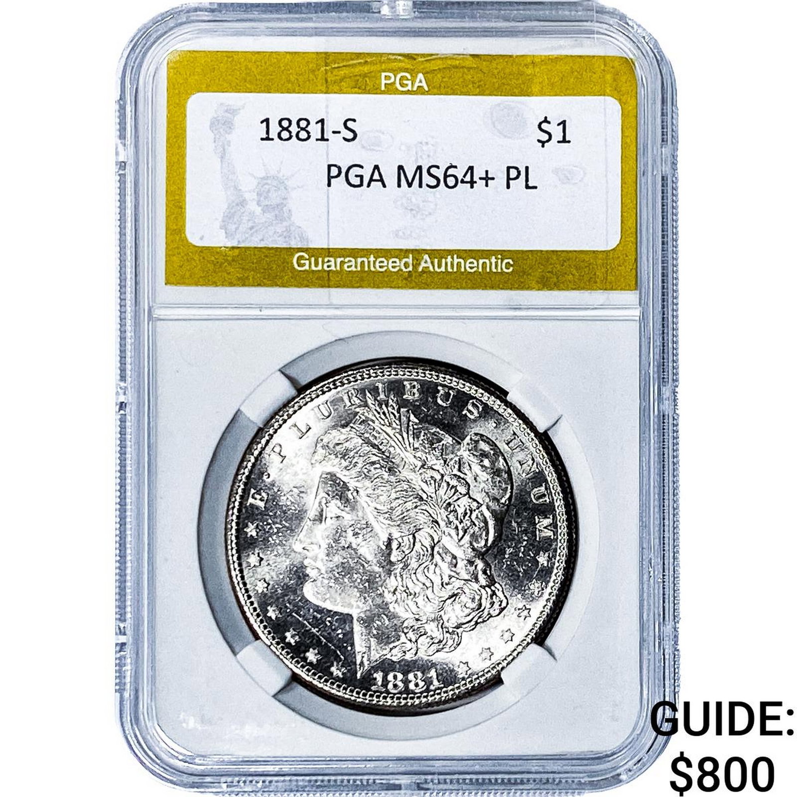 1881-S Morgan Silver Dollar PGA MS64+ PL: 1881-S Morgan Silver Dollar PGA MS64+ PL