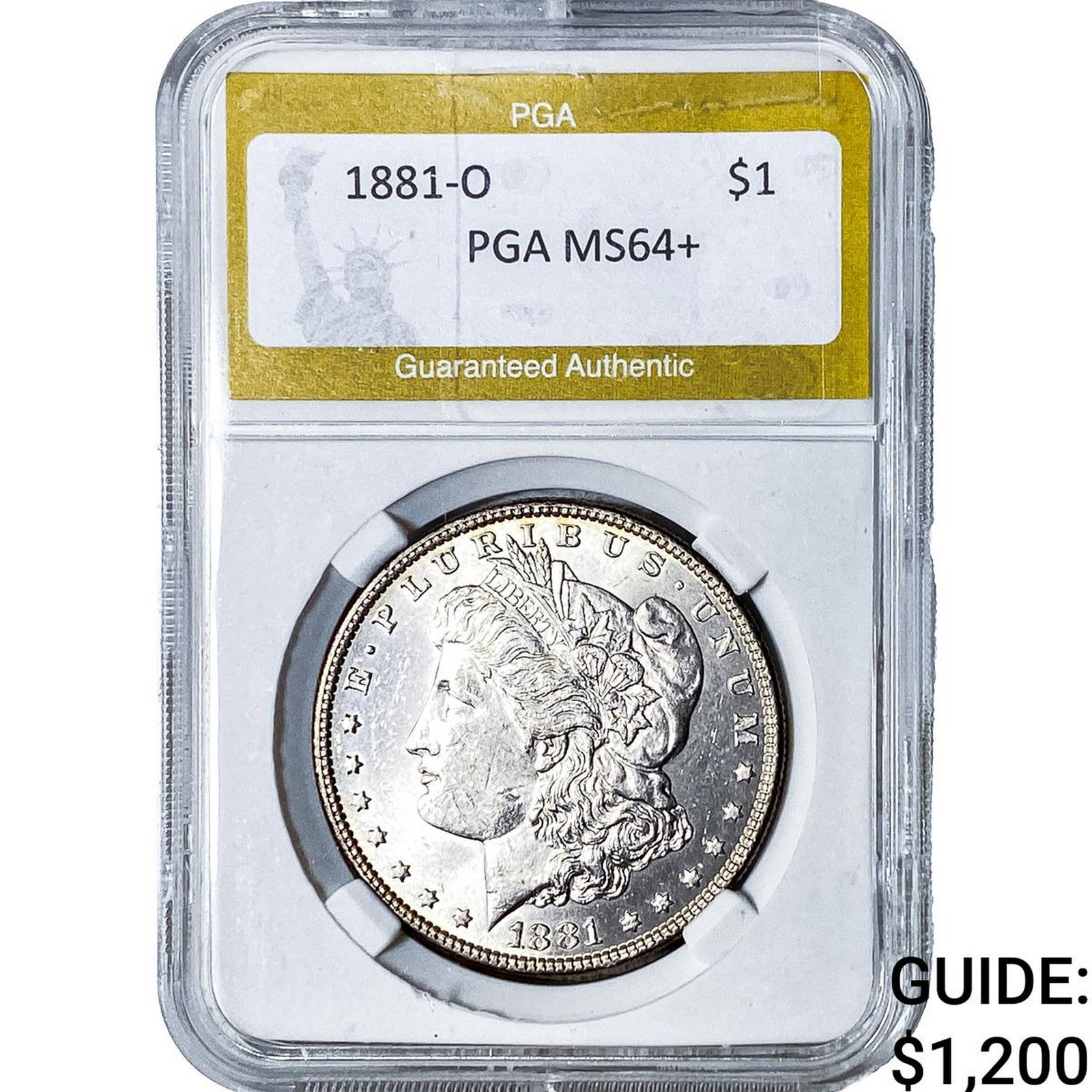 1881-O Morgan Silver Dollar PGA MS64+: 1881-O Morgan Silver Dollar PGA MS64+