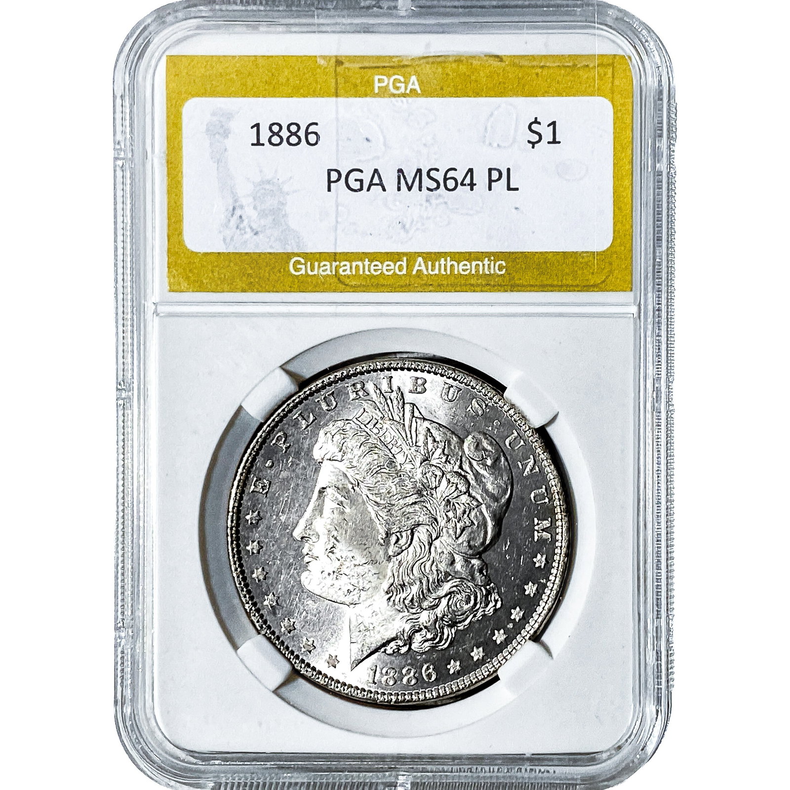 1886 Morgan Silver Dollar PGA MS64 PL: 1886 Morgan Silver Dollar PGA MS64 PL