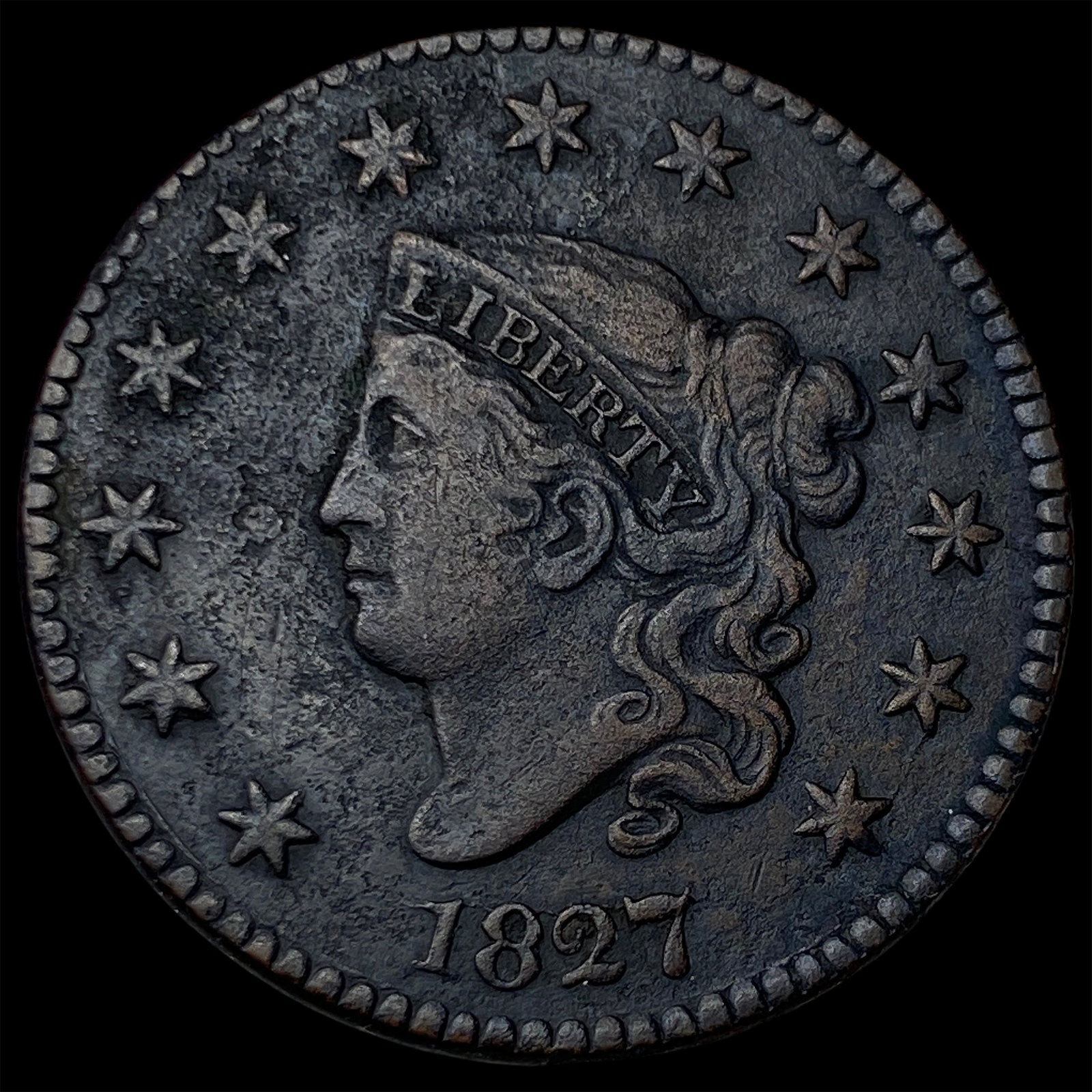 1827 Coronet Head Large Cent CLOSELY UNCIRCULATED (1 of 2)