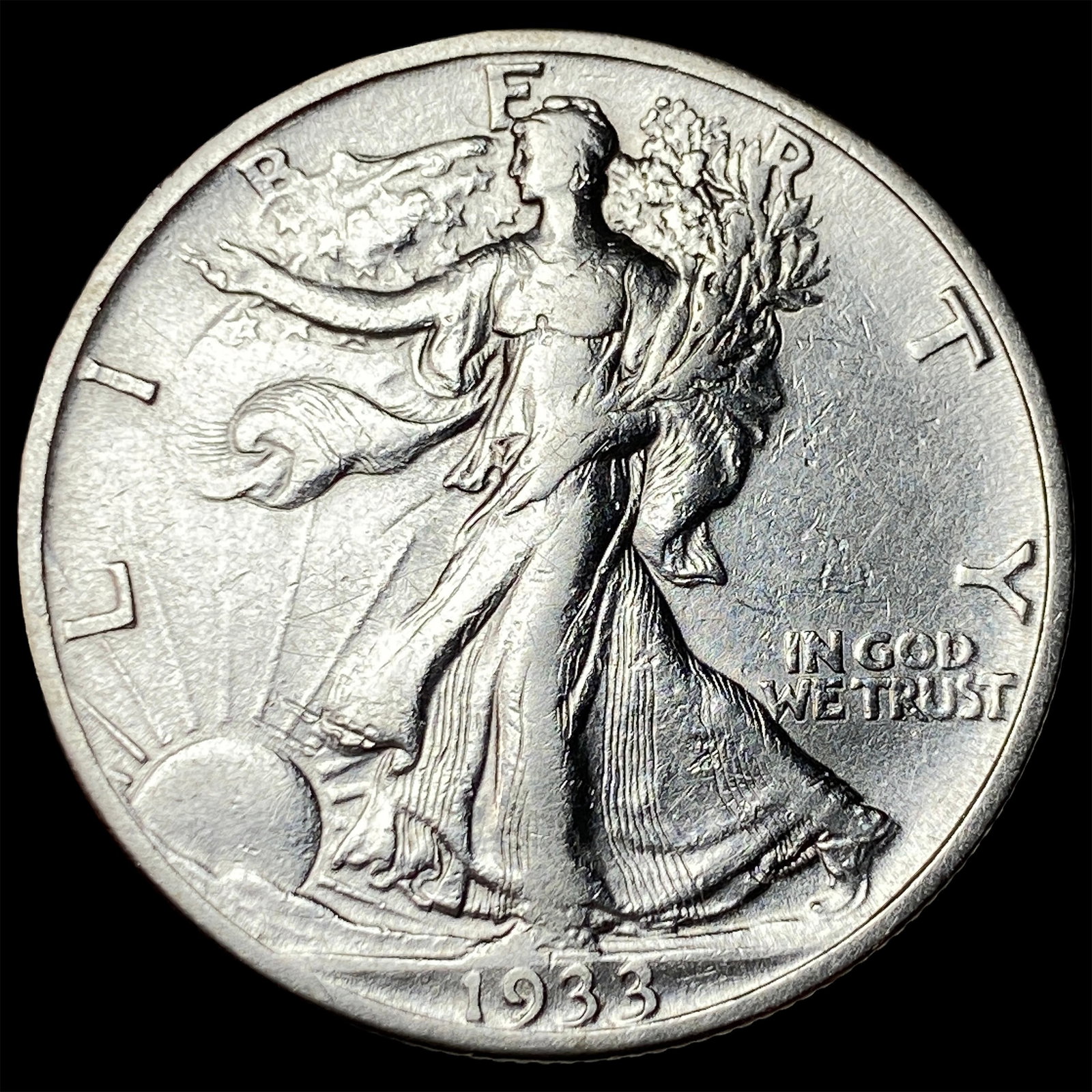 1933-S Silver Walking Liberty Half Dollar CLOSELY UNCIRCULATED: 1933-S Silver Walking Liberty Half Dollar CLOSELY UNCIRCULATED