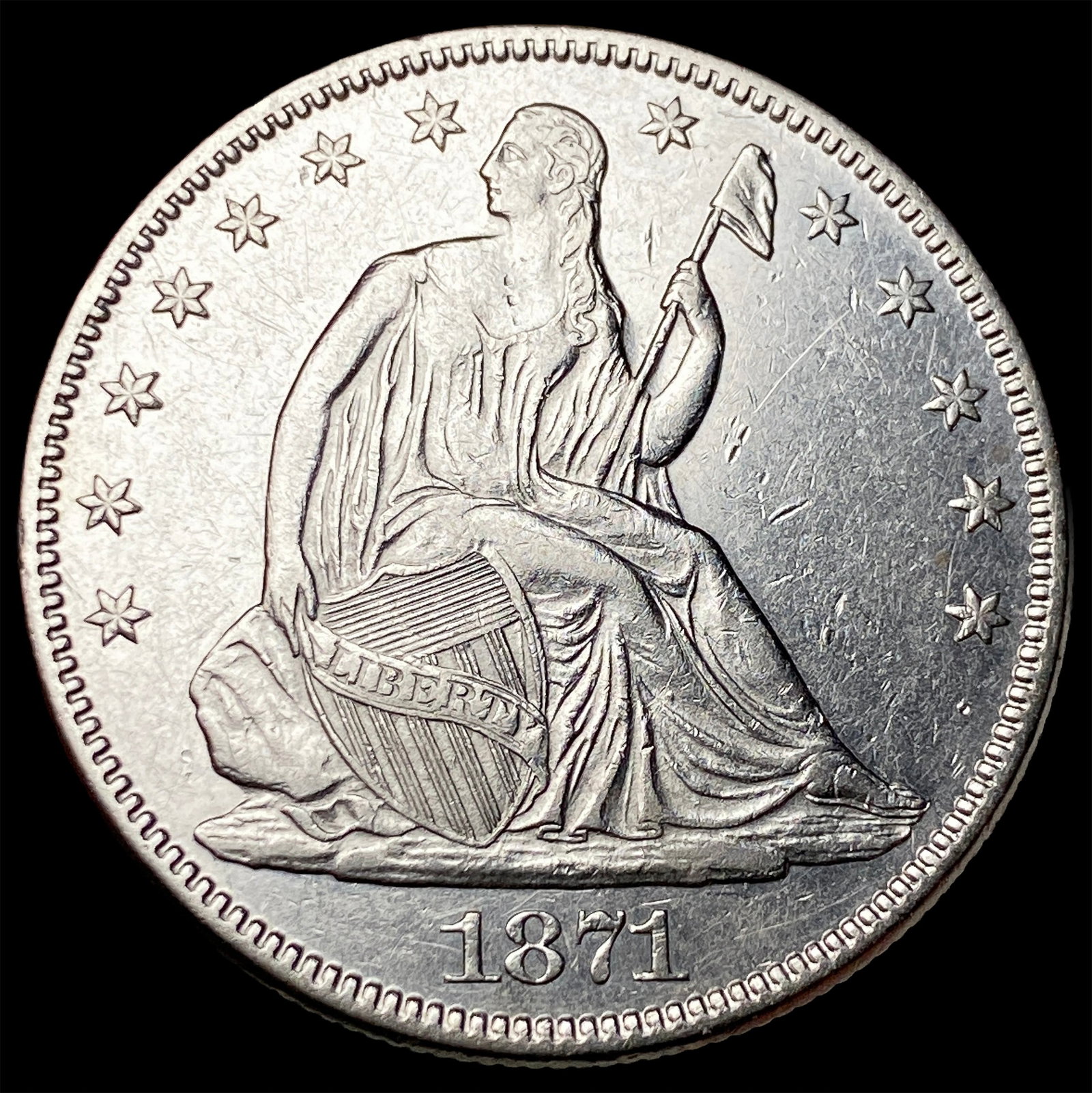 1871 Silver Seated Liberty Half Dollar CHOICE BU: 1871 Silver Seated Liberty Half Dollar CHOICE BU