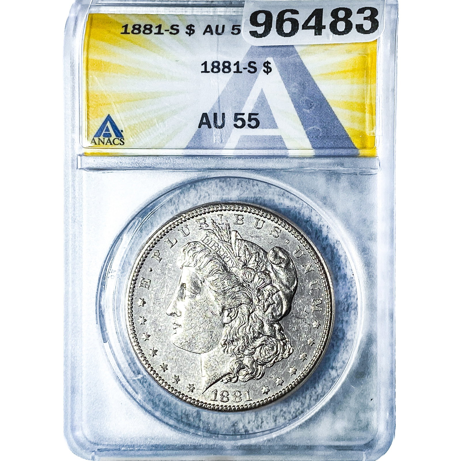 1881-S Morgan Silver Dollar ANACS AU55: 1881-S Morgan Silver Dollar ANACS AU55