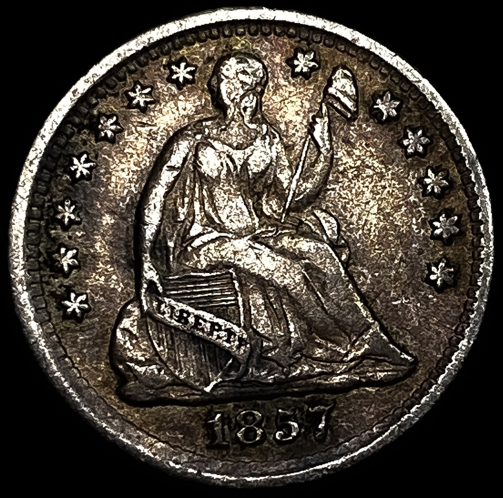 1857 Seated Liberty Half Dime CLOSELY UNCIRCULATED (1 of 2)