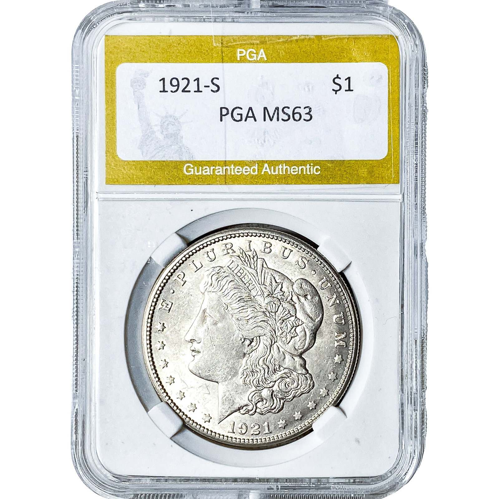 1921-S Morgan Silver Dollar PGA MS63: 1921-S Morgan Silver Dollar PGA MS63