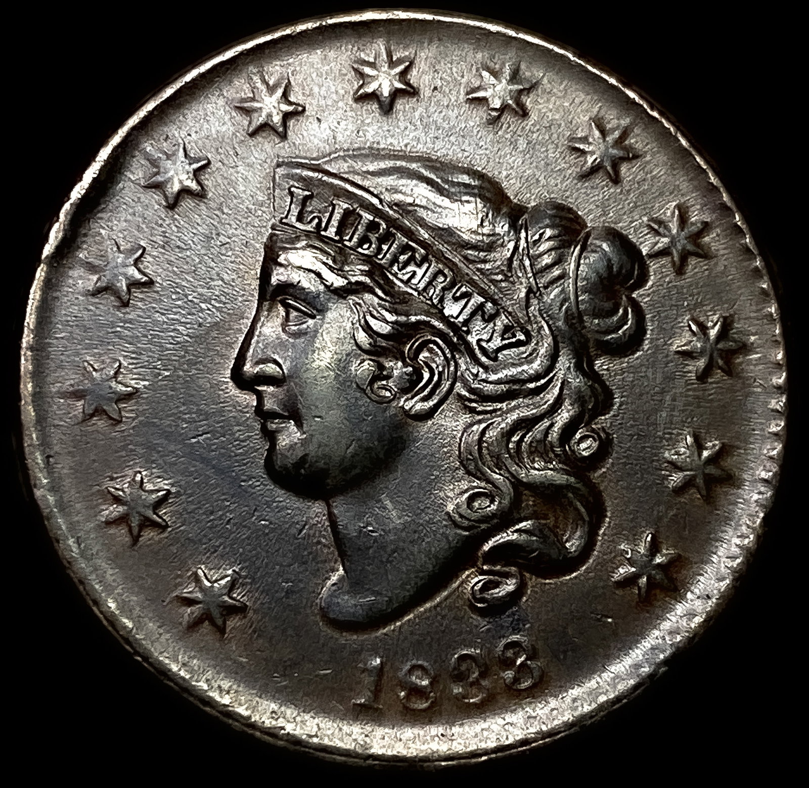 1833 Coronet Head Large Cent CHOICE AU: 1833 Coronet Head Large Cent CHOICE AU