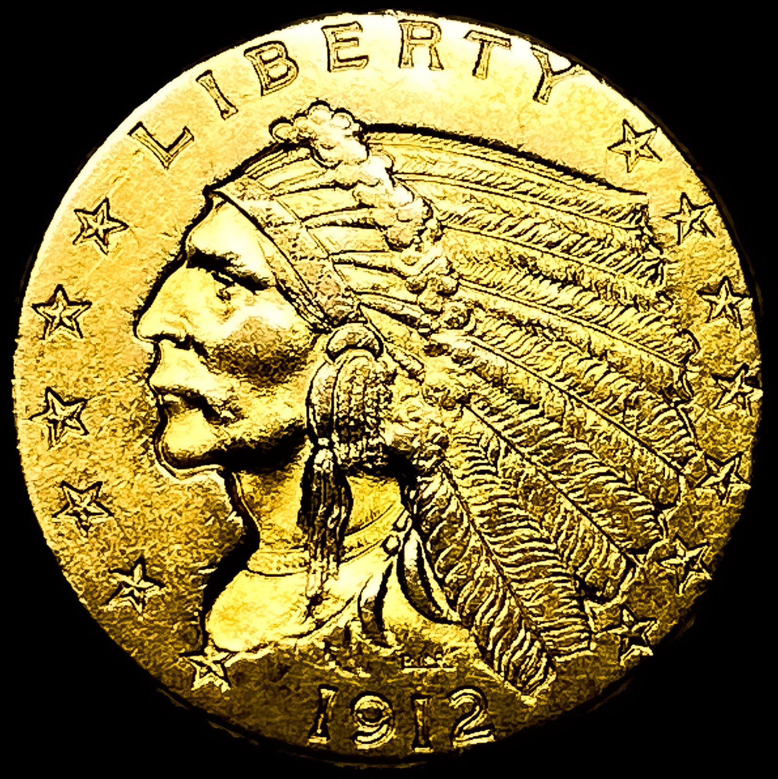 1912 Indian Head Gold $2.5 Quarter Eagle CHOICE BU (1 of 2)
