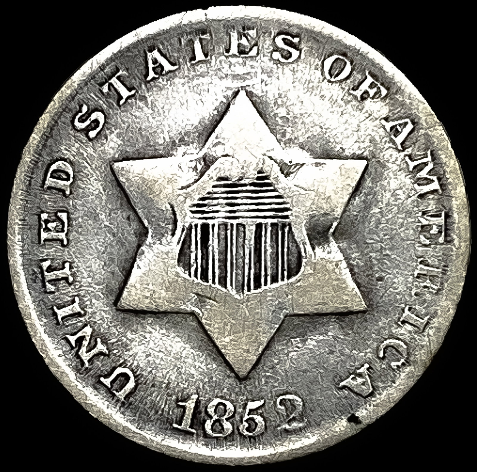 1852 Silver Three-Cent Piece LIGHTLY CIRCULATED: 1852 Silver Three-Cent Piece LIGHTLY CIRCULATED