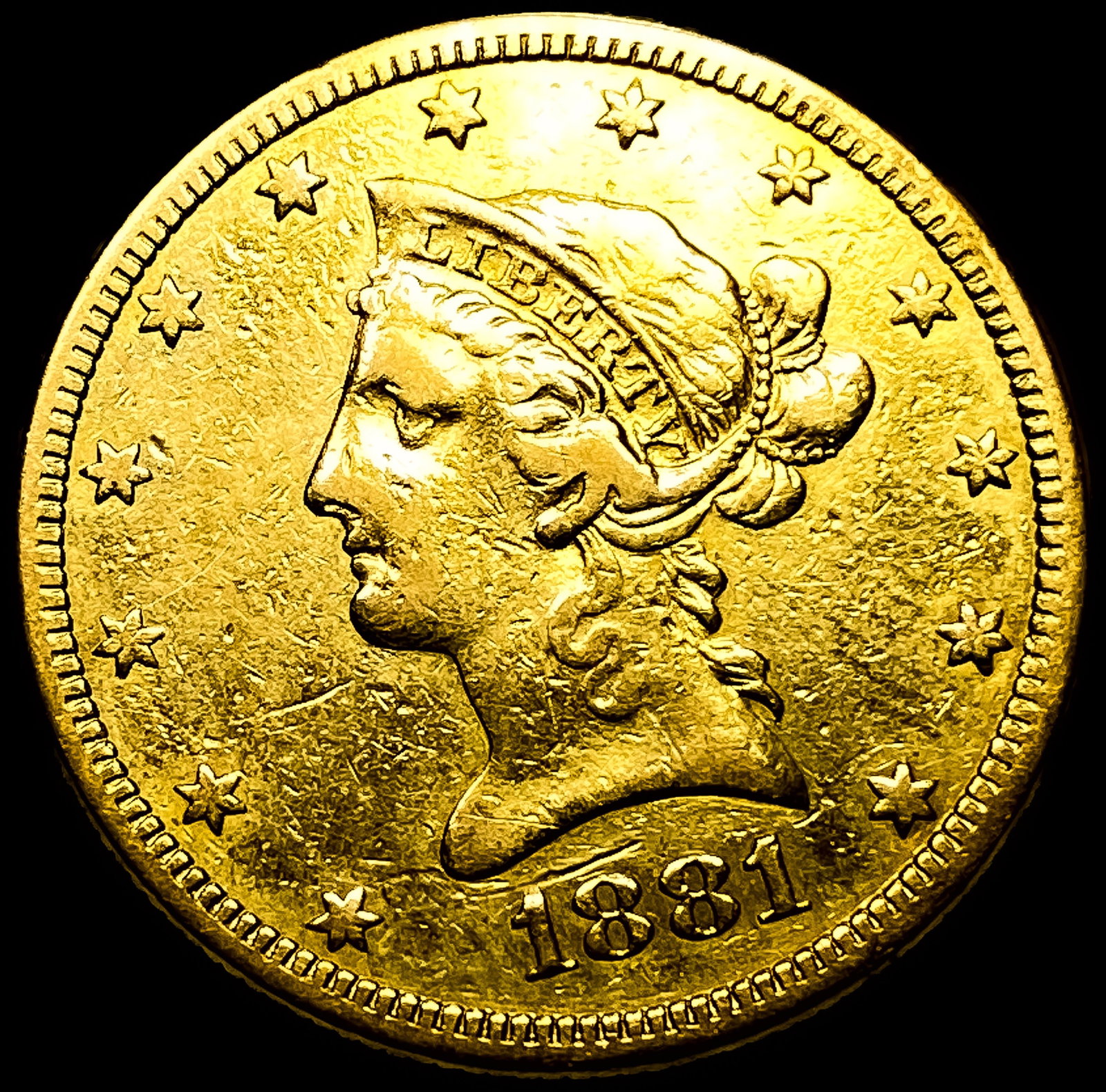1881-S Gold $10 Liberty Head Eagle CHOICE AU: 1881-S Gold $10 Liberty Head Eagle CHOICE AU