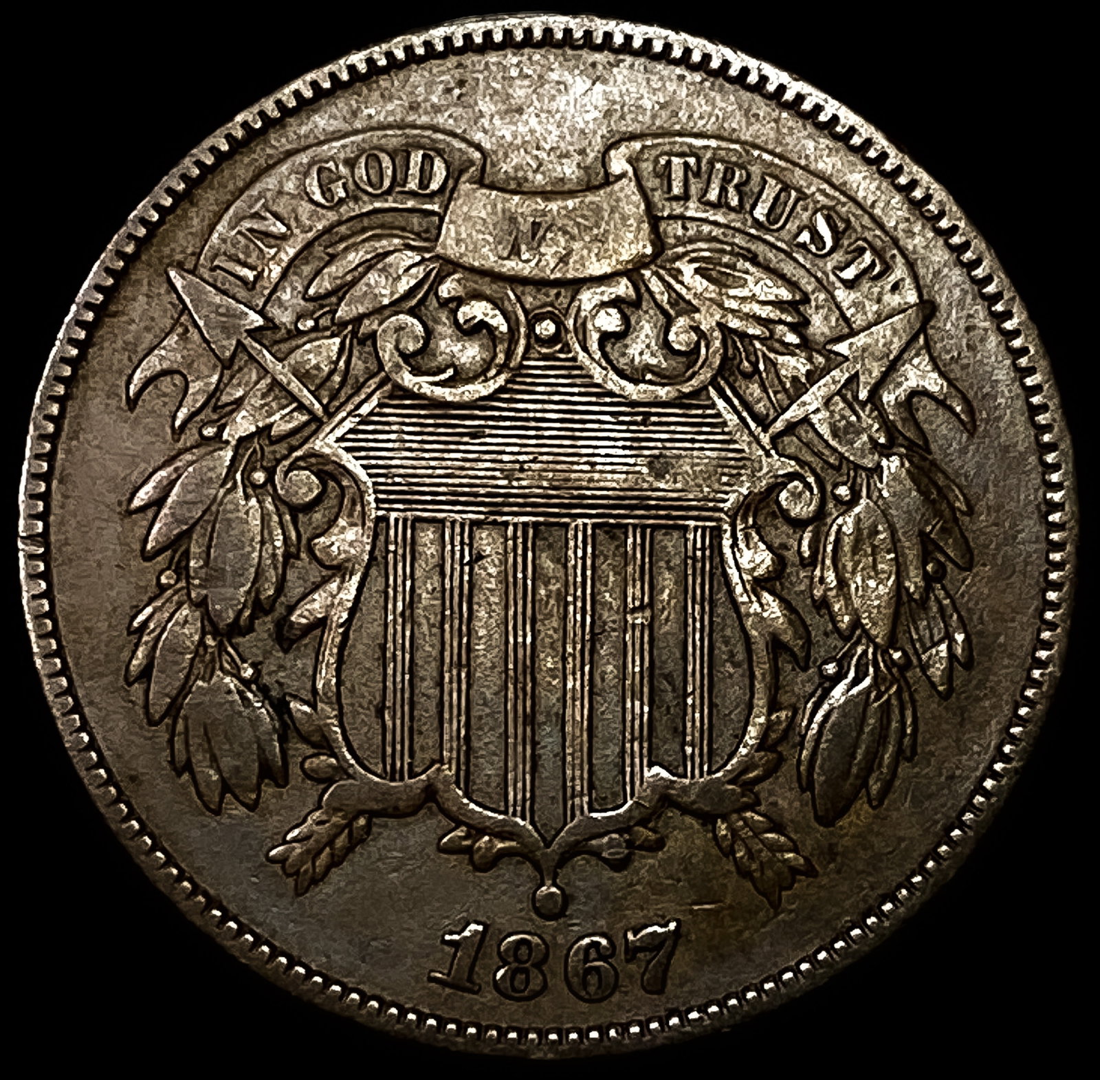 1867 Two-Cent Piece NEARLY UNCIRCULATED (1 of 2)