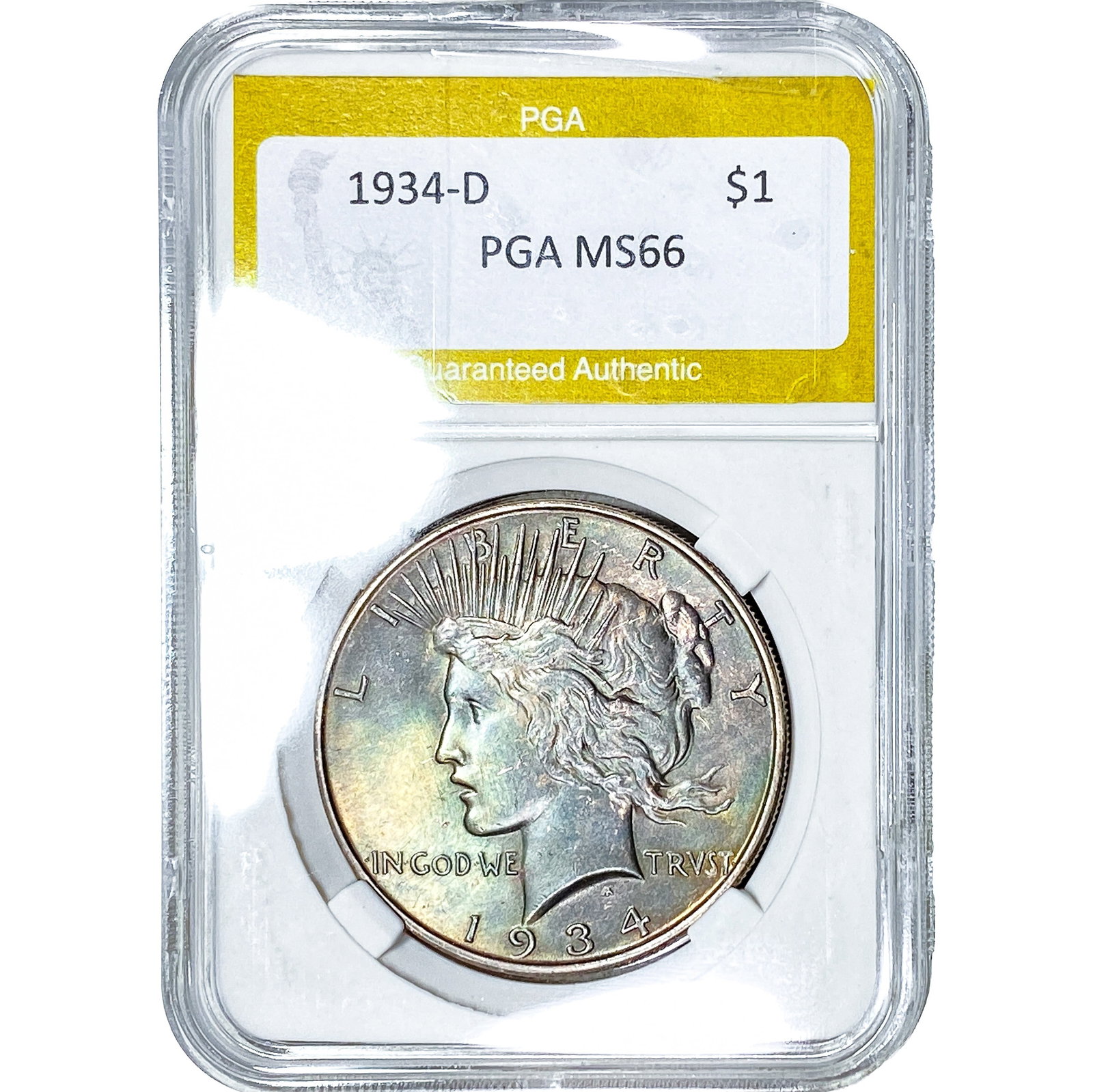 1934-D Silver Peace Dollar PGA MS66: 1934-D Silver Peace Dollar PGA MS66