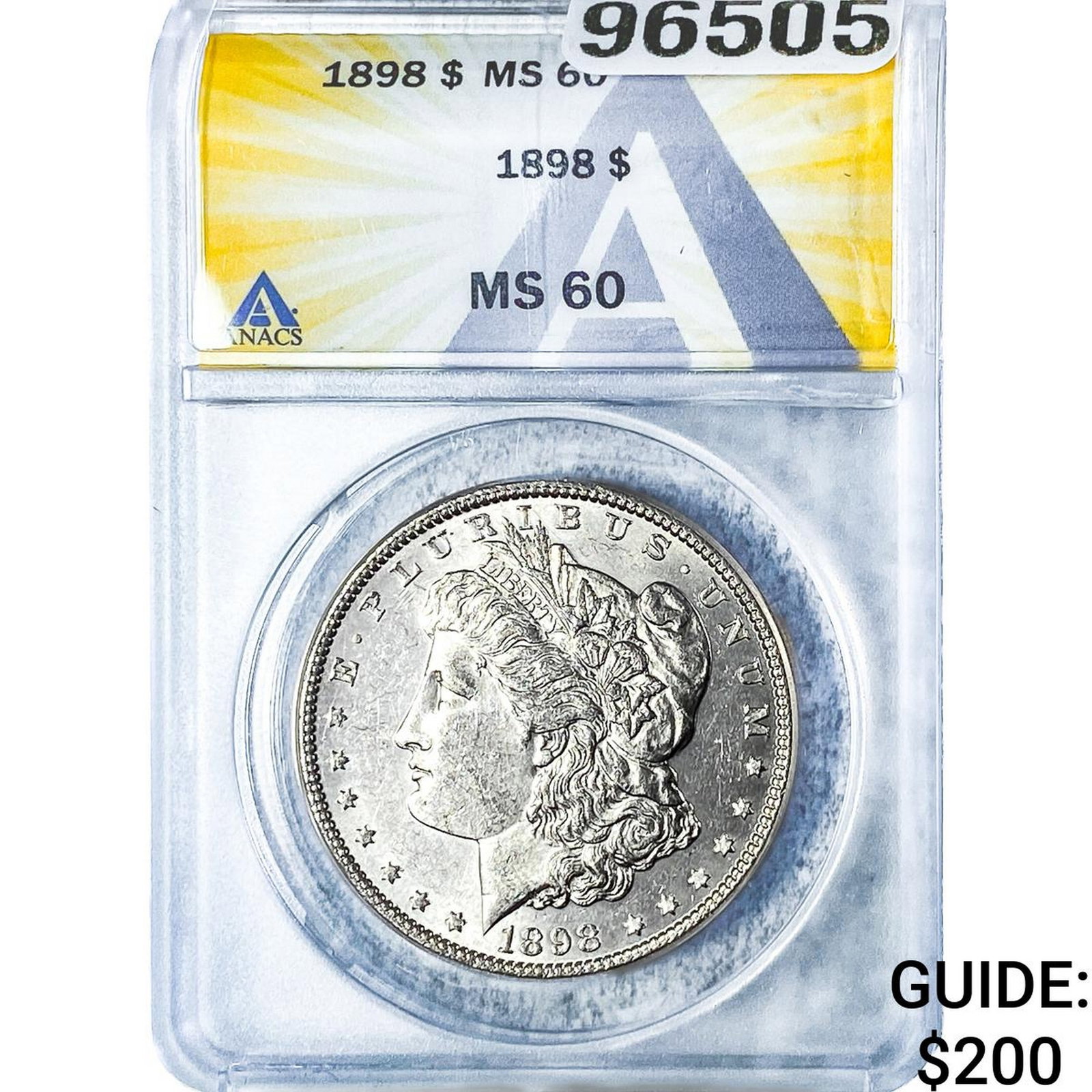 1898 Morgan Silver Dollar ANACS MS60: 1898 Morgan Silver Dollar ANACS MS60