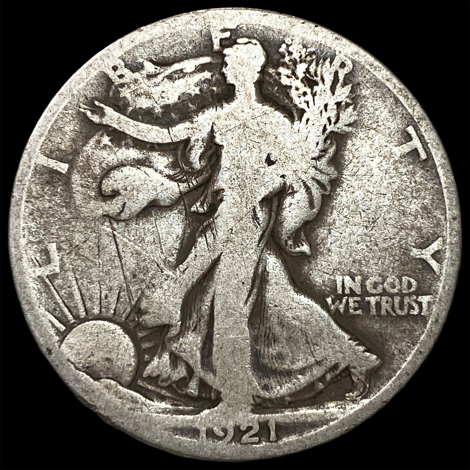 1921-S Silver Walking Liberty Half Dollar NICELY CIRCULATED: 1921-S Silver Walking Liberty Half Dollar NICELY CIRCULATED