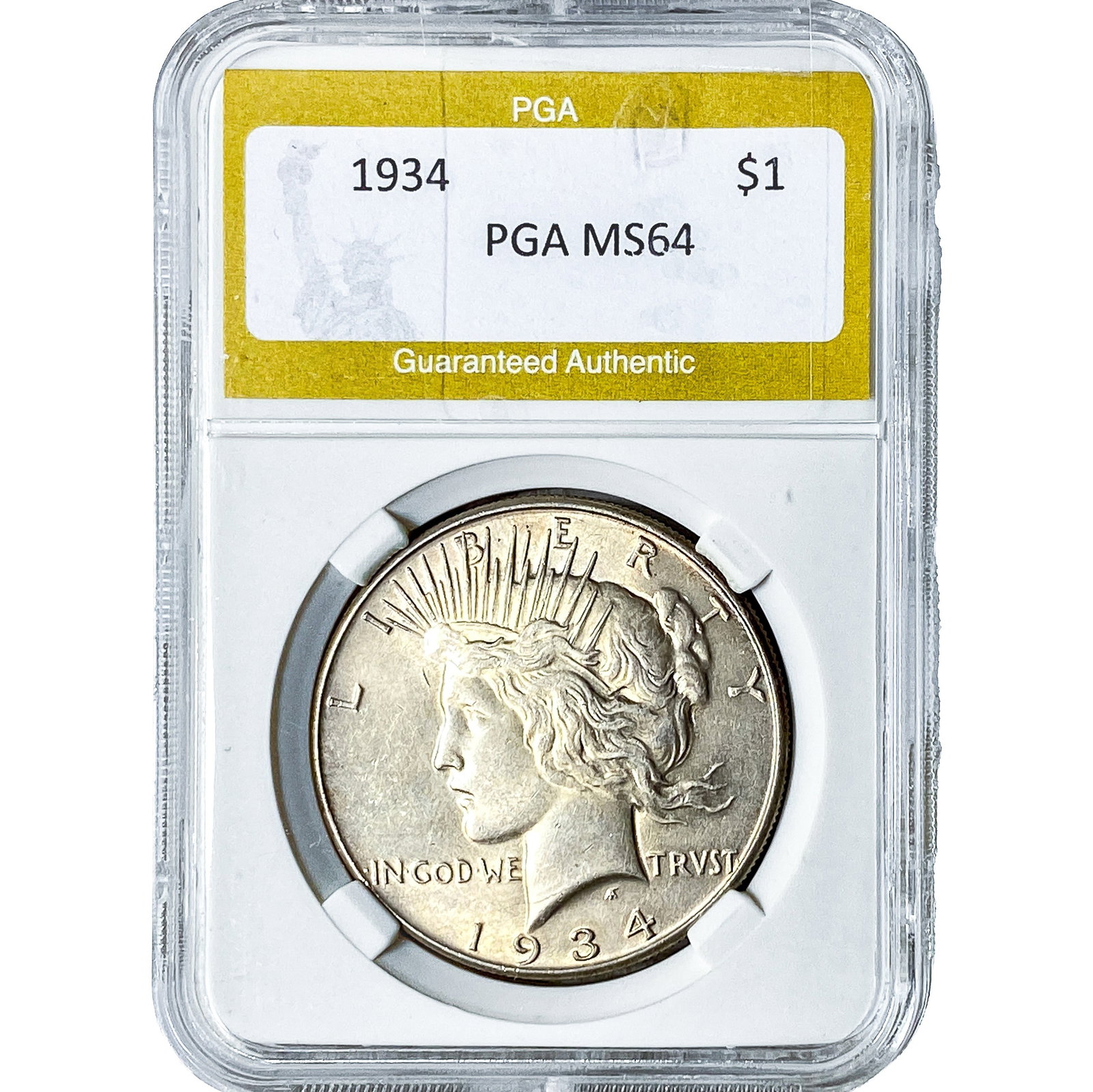 1934 Silver Peace Dollar PGA MS64: 1934 Silver Peace Dollar PGA MS64