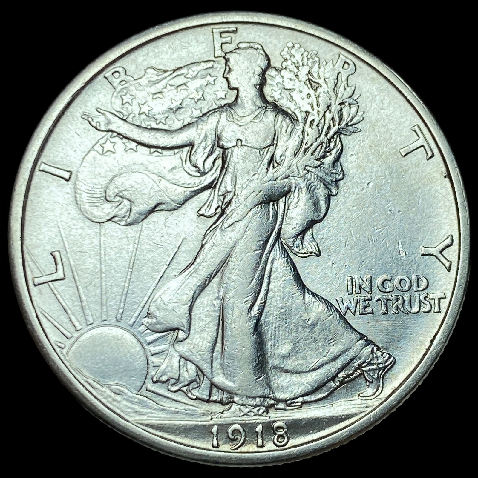 1918-S Silver Walking Liberty Half Dollar CHOICE AU: 1918-S Silver Walking Liberty Half Dollar CHOICE AU