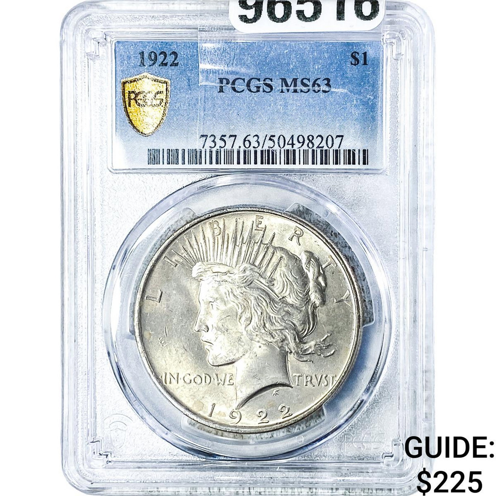 1922 Silver Peace Dollar PCGS MS63: 1922 Silver Peace Dollar PCGS MS63