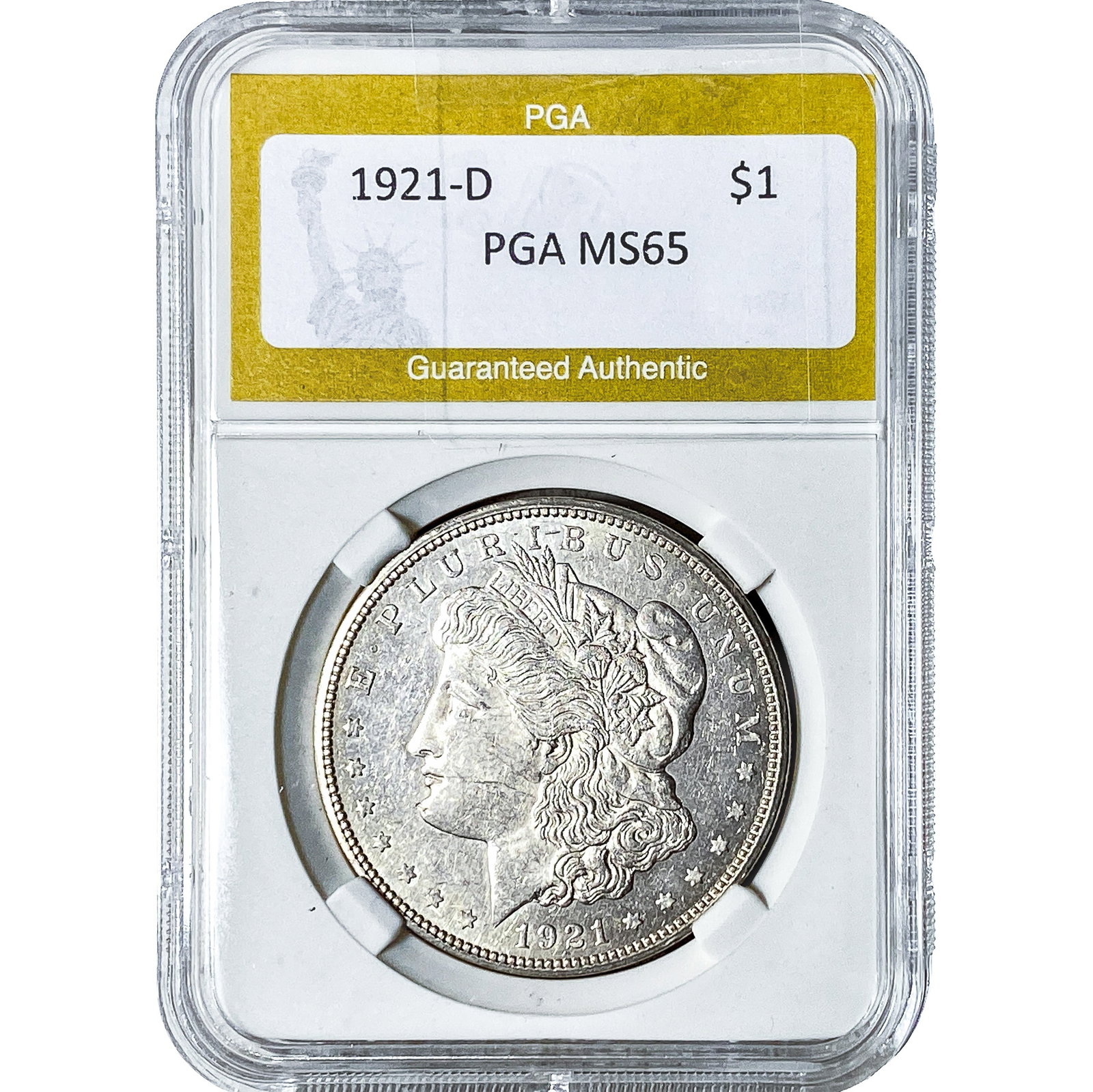 1921-D Morgan Silver Dollar PGA MS65: 1921-D Morgan Silver Dollar PGA MS65