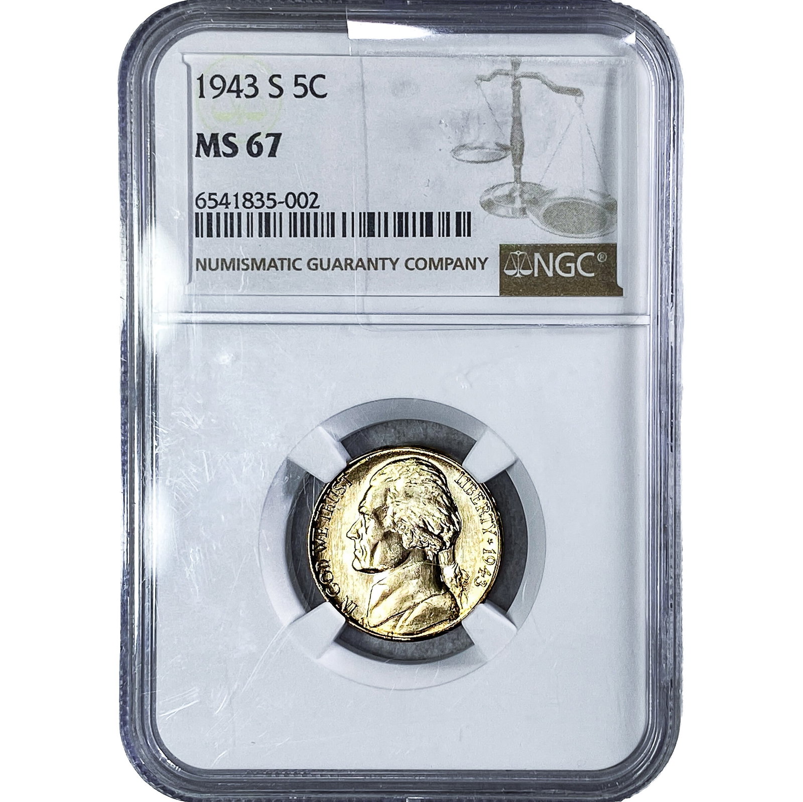 1943-S Jefferson Nickel NGC MS67: 1943-S Jefferson Nickel NGC MS67