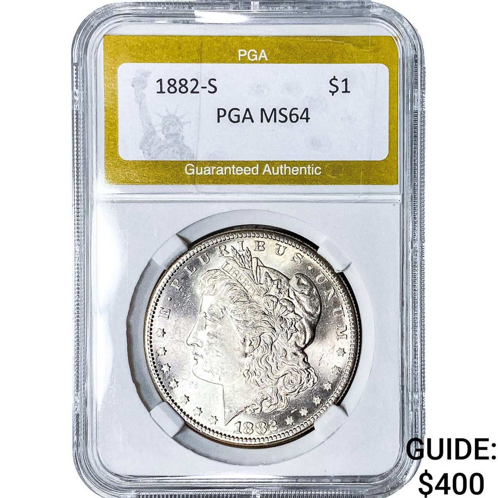1882-S Morgan Silver Dollar PGA MS64: 1882-S Morgan Silver Dollar PGA MS64