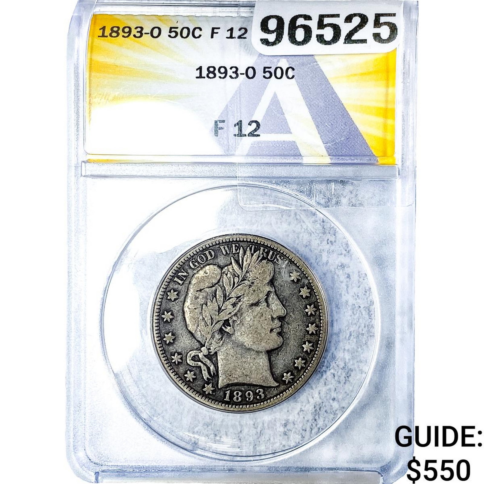1893-O Barber Half Dollar ANACS F12: 1893-O Barber Half Dollar ANACS F12