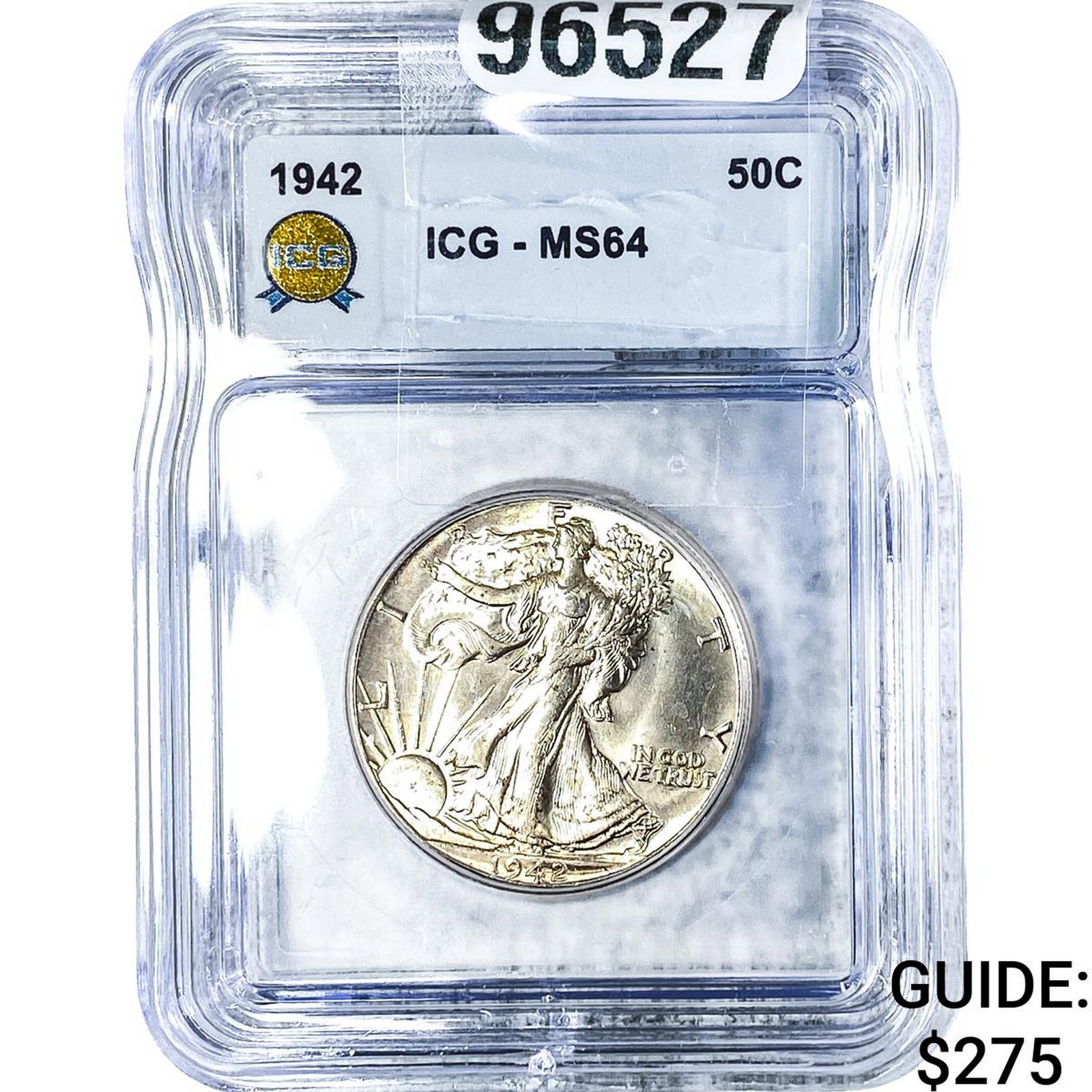 1942 Walking Liberty Half Dollar ICG MS64: 1942 Walking Liberty Half Dollar ICG MS64