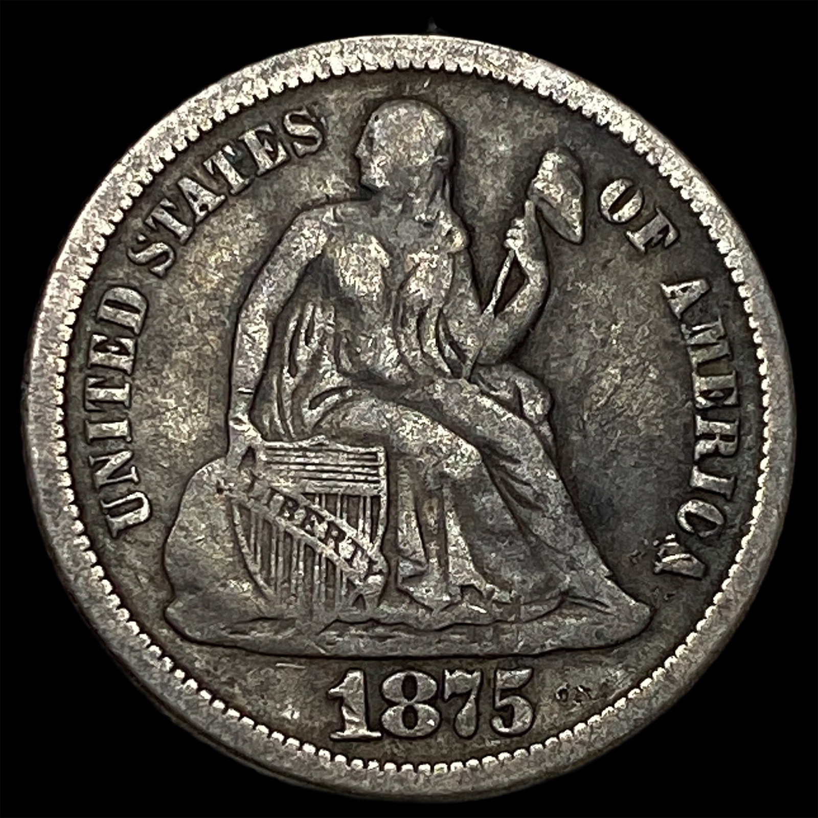 1875-S Silver Seated Liberty Dime LIGHTLY CIRCULATED: 1875-S Silver Seated Liberty Dime LIGHTLY CIRCULATED