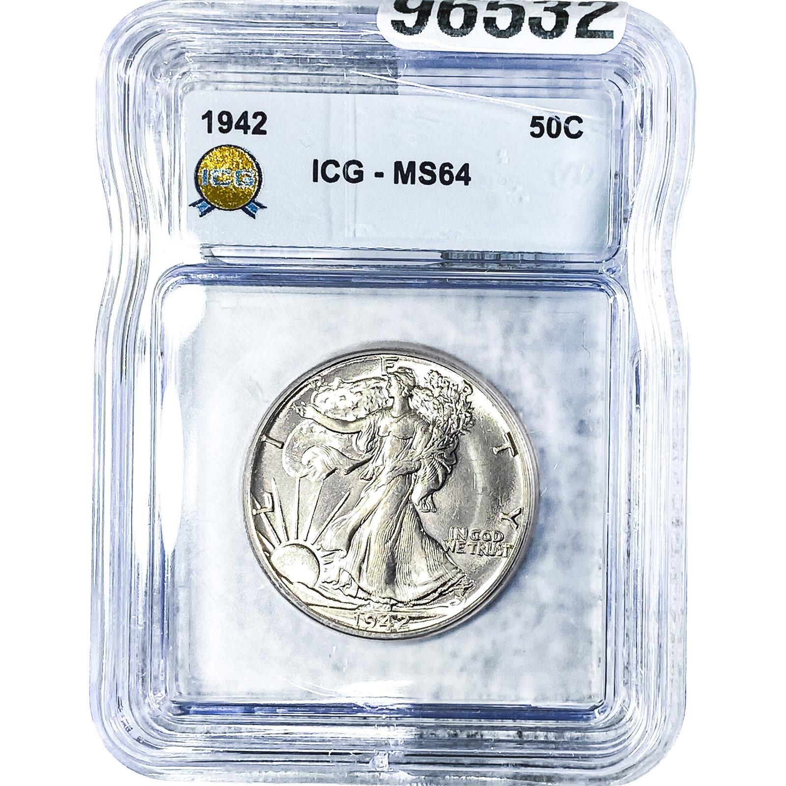 1942 Walking Liberty Half Dollar ICG MS64: 1942 Walking Liberty Half Dollar ICG MS64