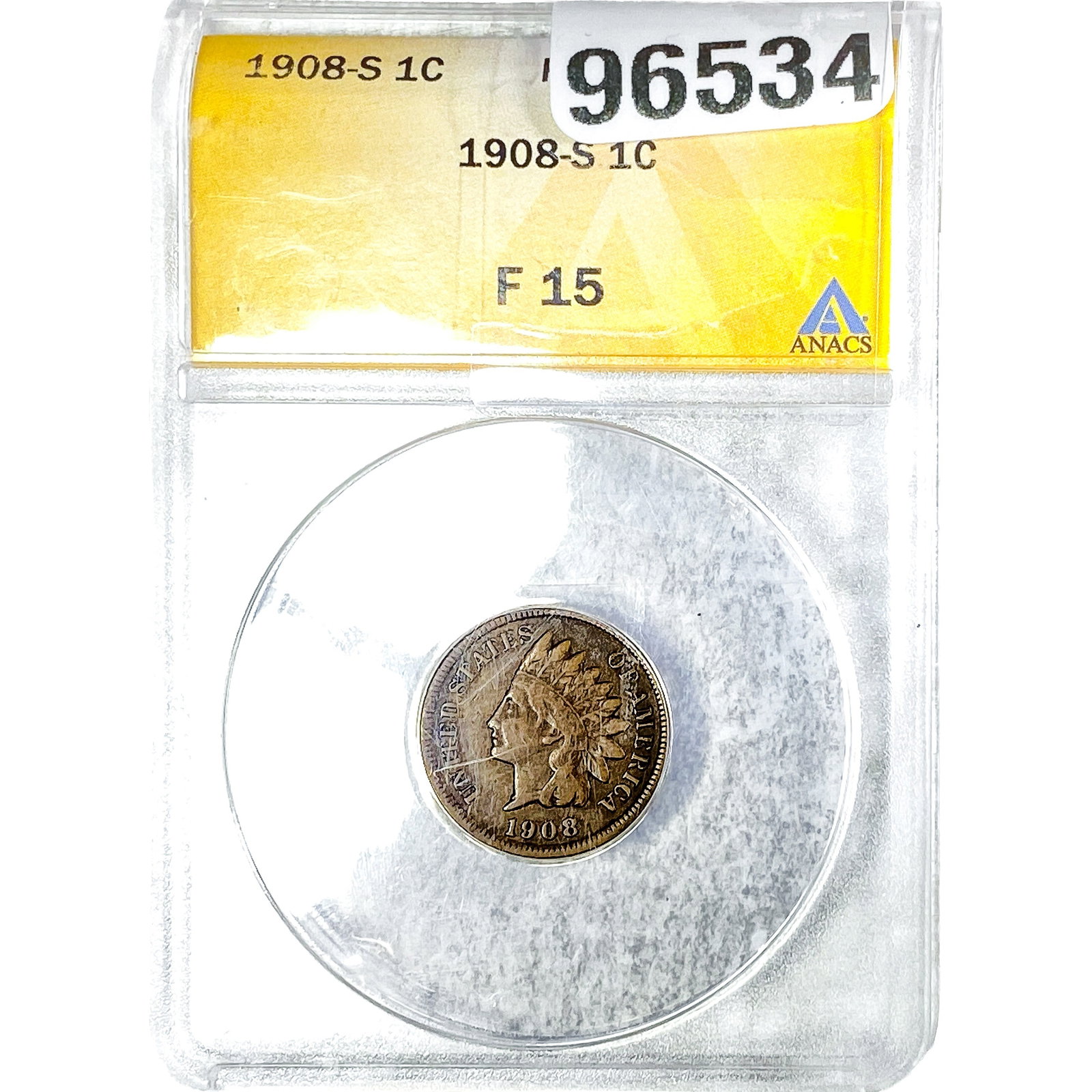 1908-S Indian Head Cent ANACS F15 (1 of 2)