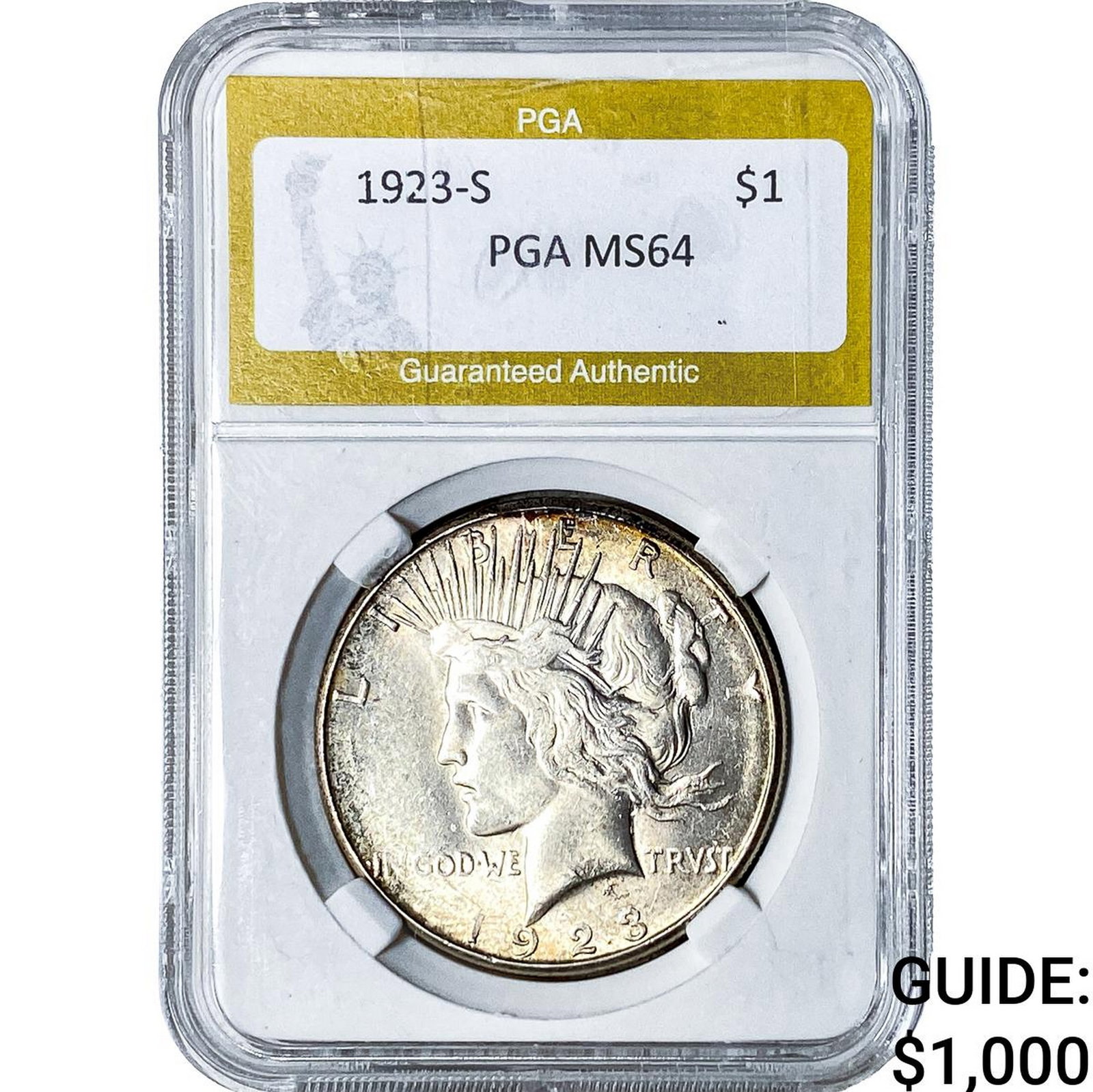 1923-S Silver Peace Dollar PGA MS64: 1923-S Silver Peace Dollar PGA MS64