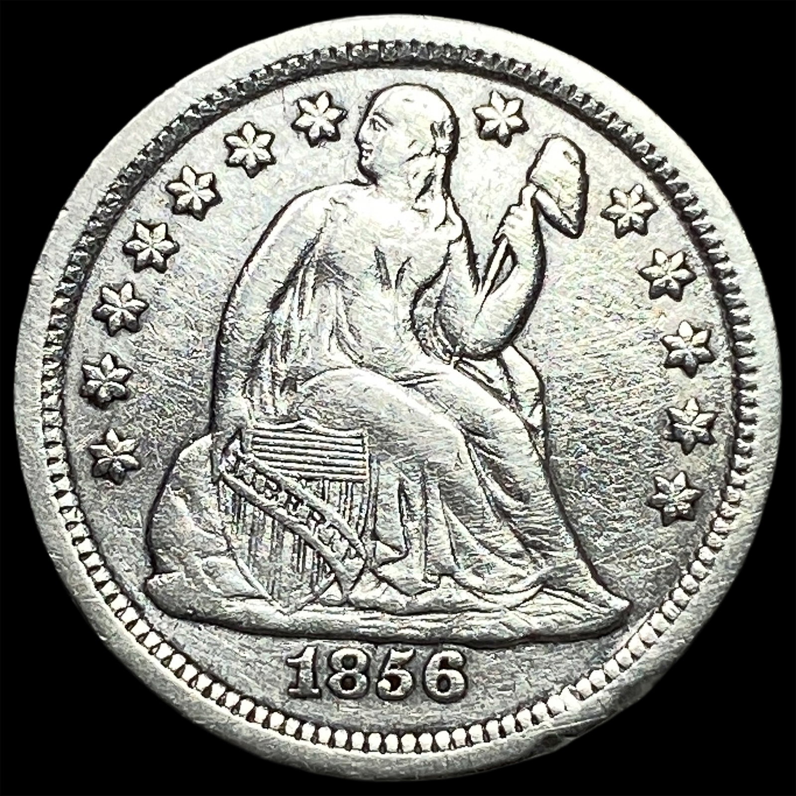 1856 Silver Seated Liberty Dime CLOSELY UNCIRCULATED: 1856 Silver Seated Liberty Dime CLOSELY UNCIRCULATED