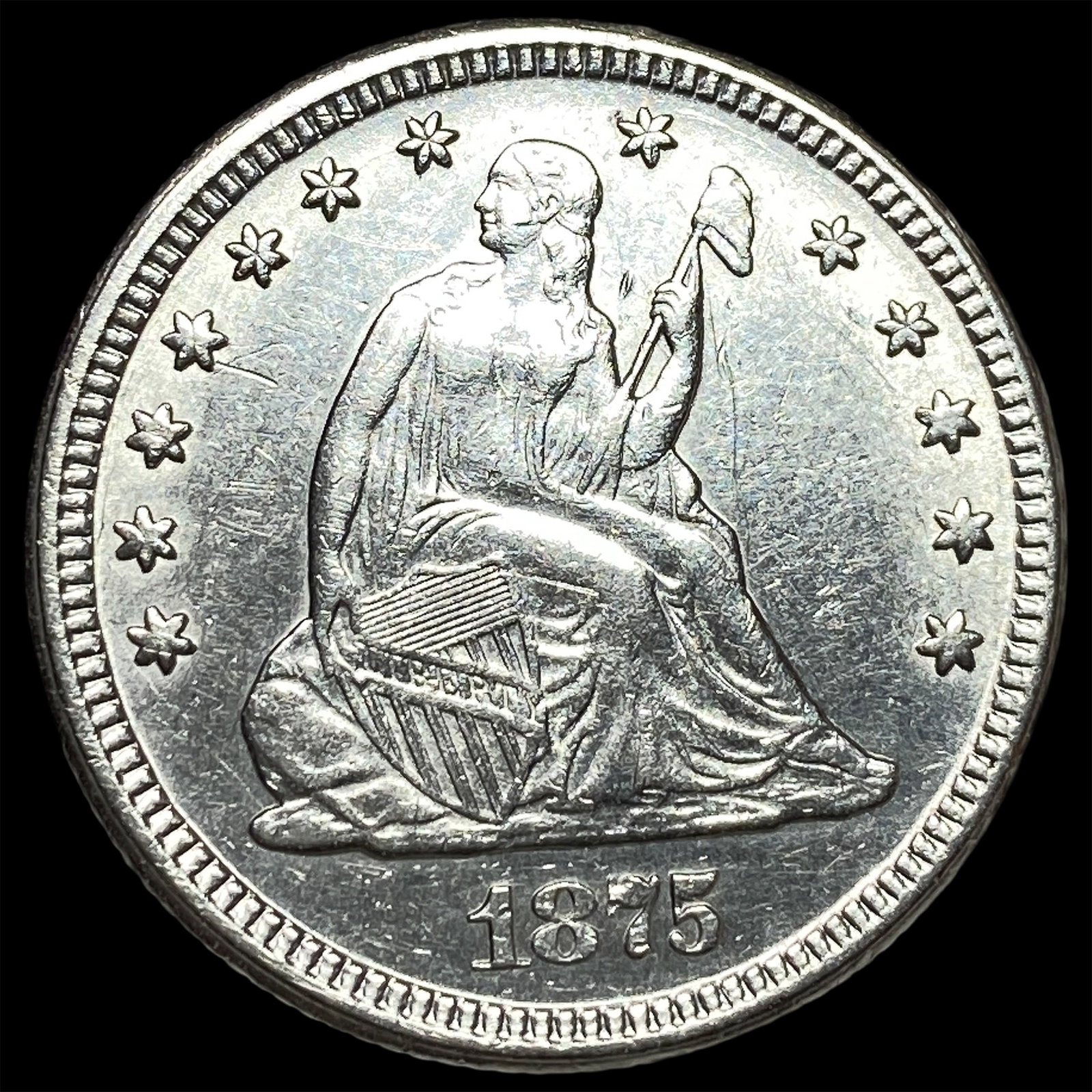 1875 Silver Seated Liberty Quarter UNCIRCULATED (1 of 2)