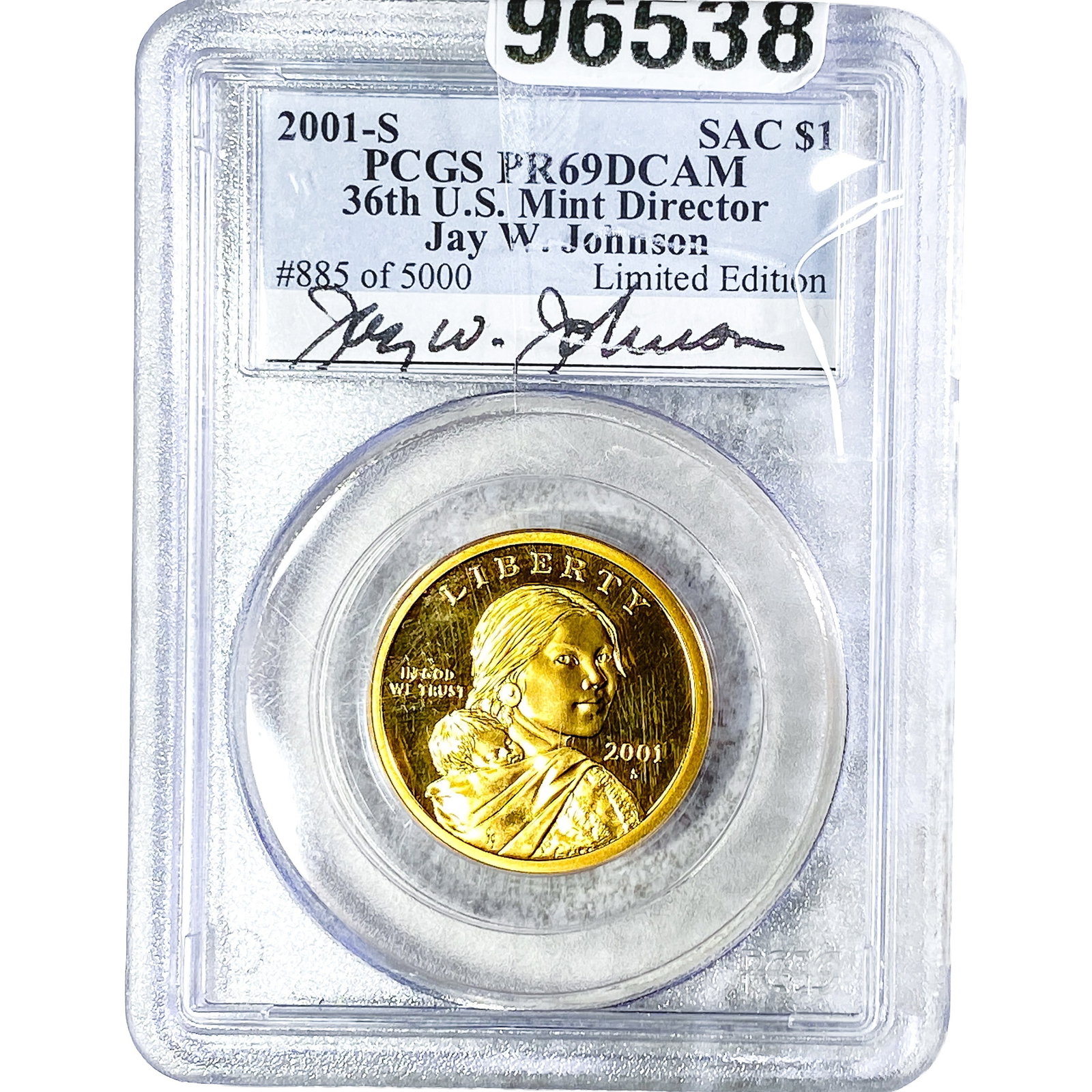 2001-S Sacagawea Dollar PCGS PR69 DCAM: 2001-S Sacagawea Dollar PCGS PR69 DCAM