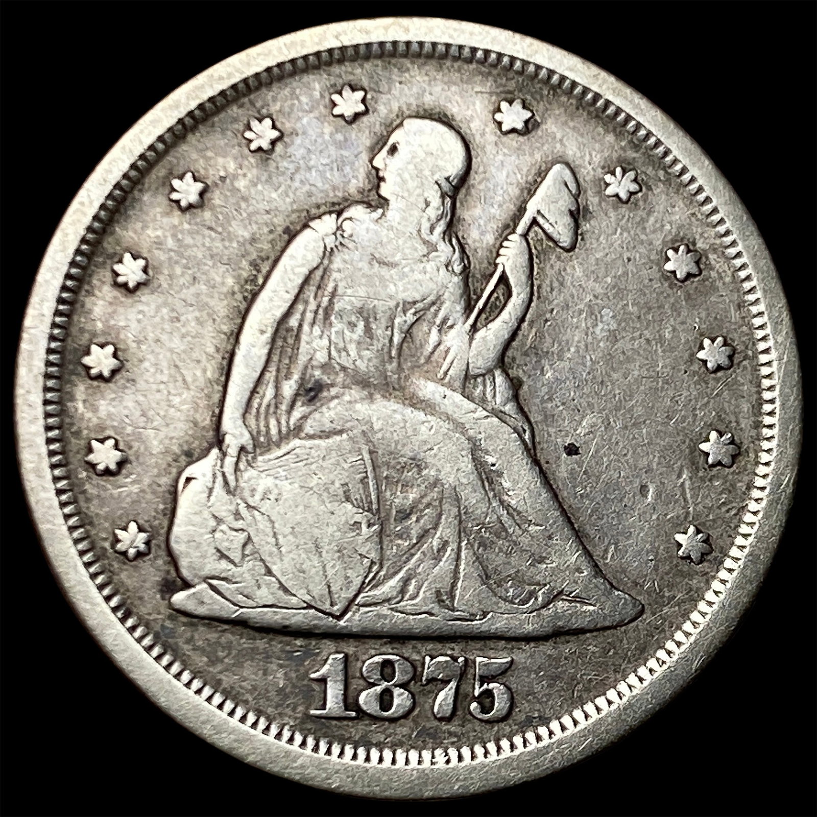 1875-S Silver Twenty-Cent Piece LIGHTLY CIRCULATED: 1875-S Silver Twenty-Cent Piece LIGHTLY CIRCULATED