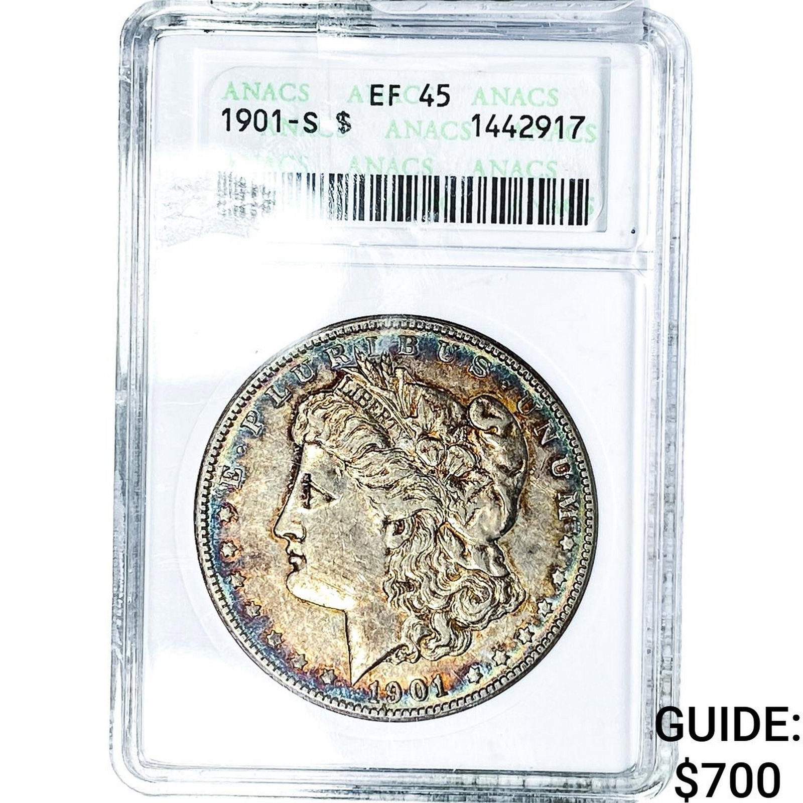 1901-S Morgan Silver Dollar ANACS EF45: 1901-S Morgan Silver Dollar ANACS EF45