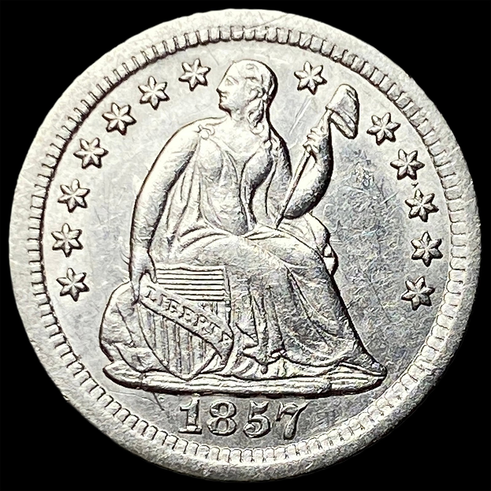 1857-O Silver Seated Liberty Half Dime UNCIRCULATED: 1857-O Silver Seated Liberty Half Dime UNCIRCULATED