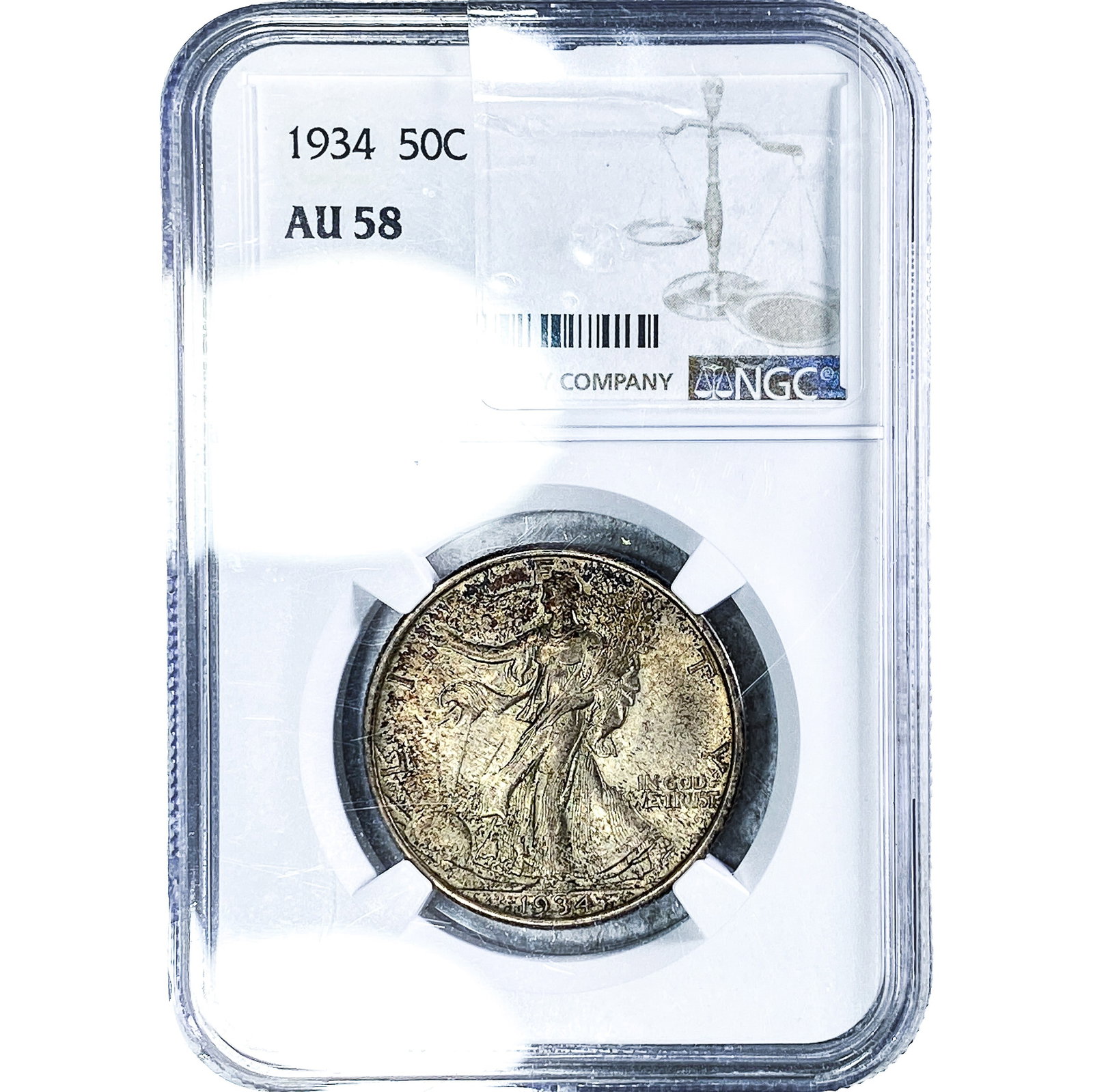 1934 Walking Liberty Half Dollar NGC AU58: 1934 Walking Liberty Half Dollar NGC AU58